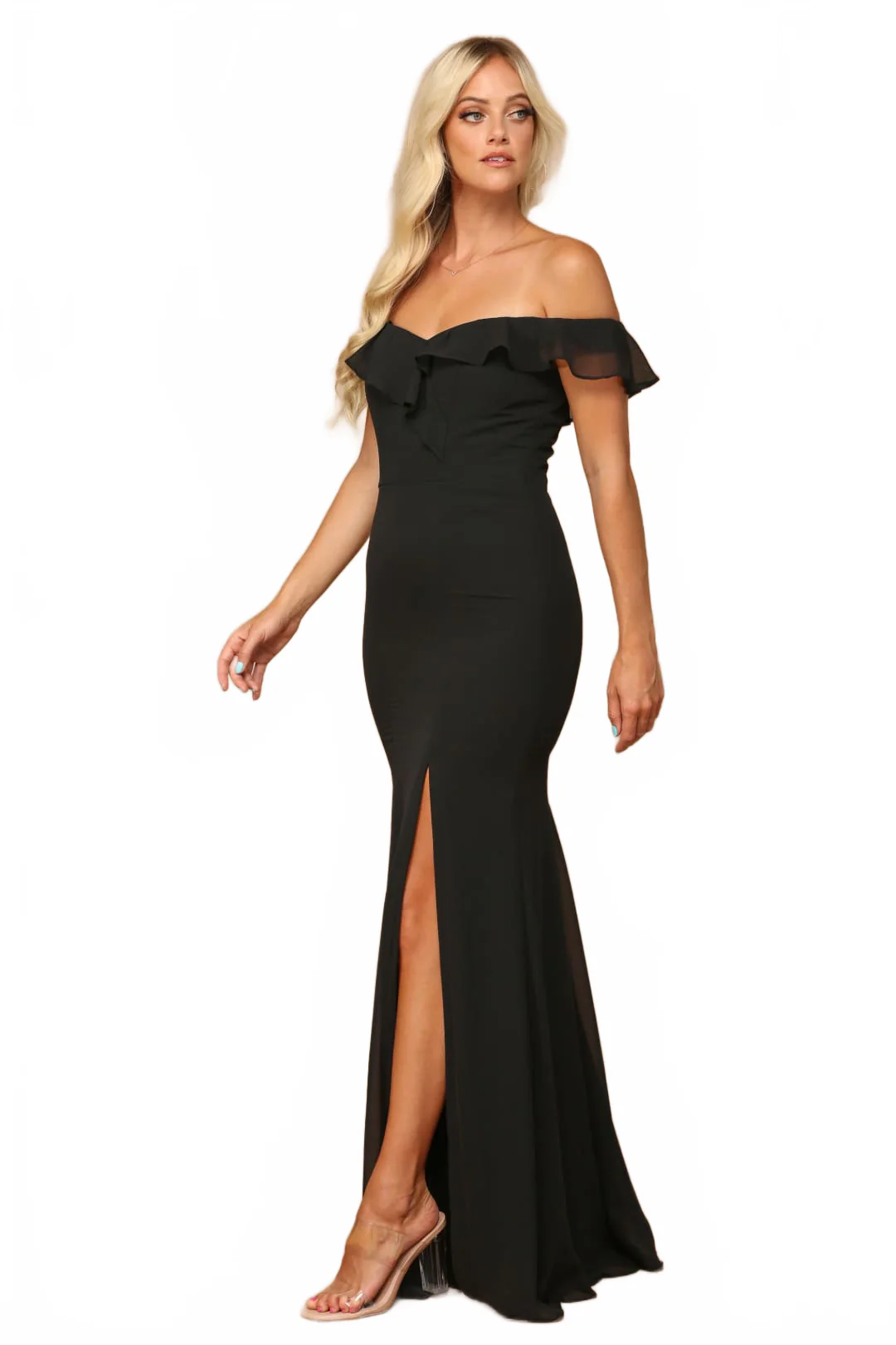 Eva USA 3438 Long Off Shoulder Chiffon Dress - Image 26