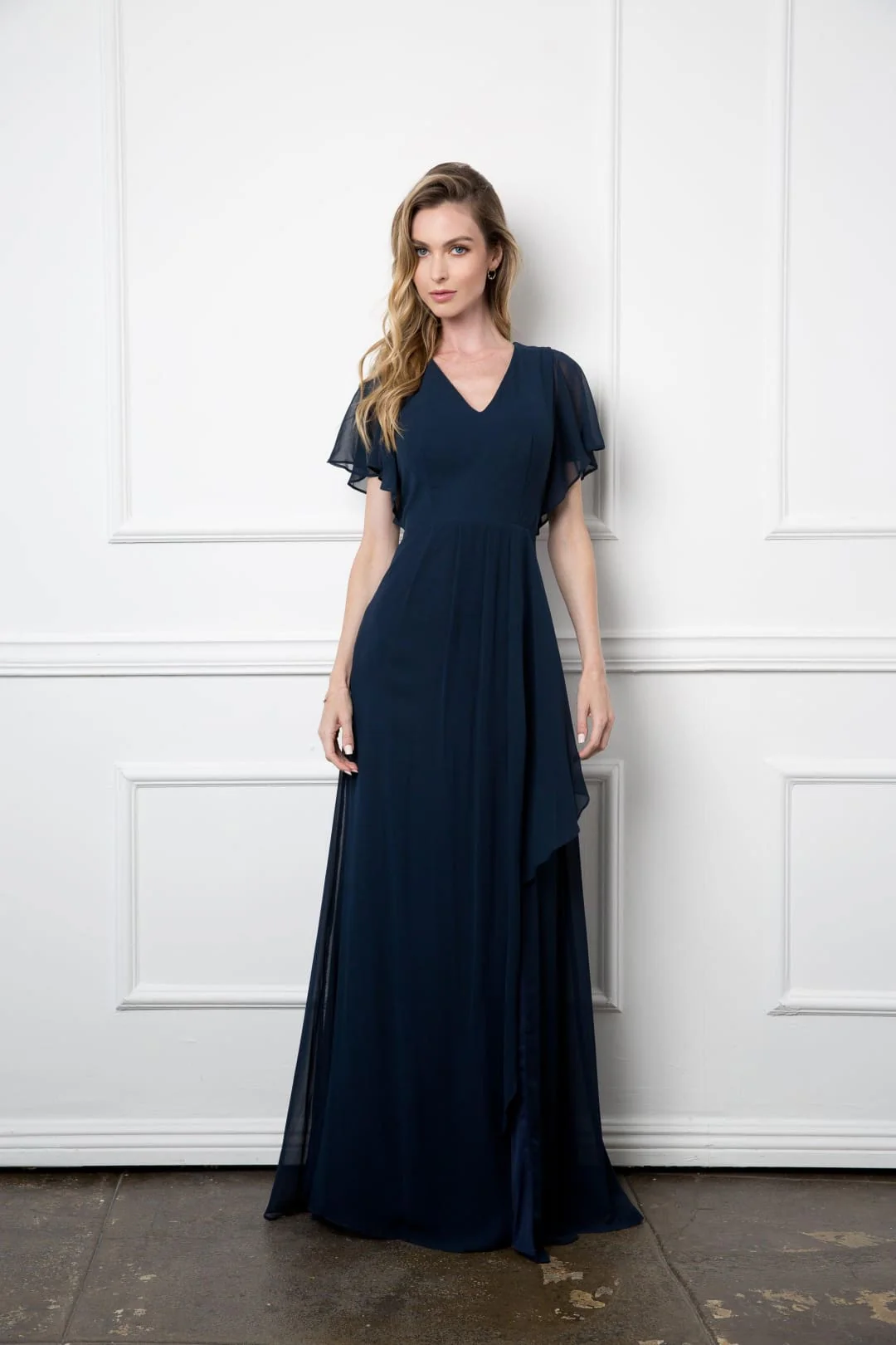 Eva USA 3442 Long Formal Ruffle Sleeve Chiffon Evening Dress - Image 5