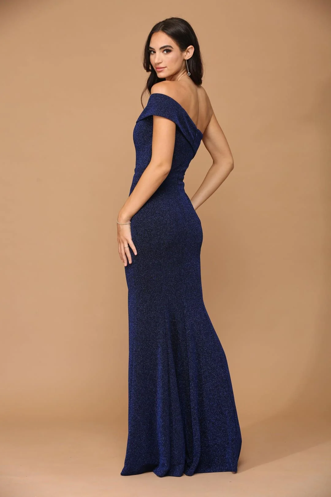 Eva USA 3445 Long One Shoulder Formal Metallic Prom Dress - Image 11