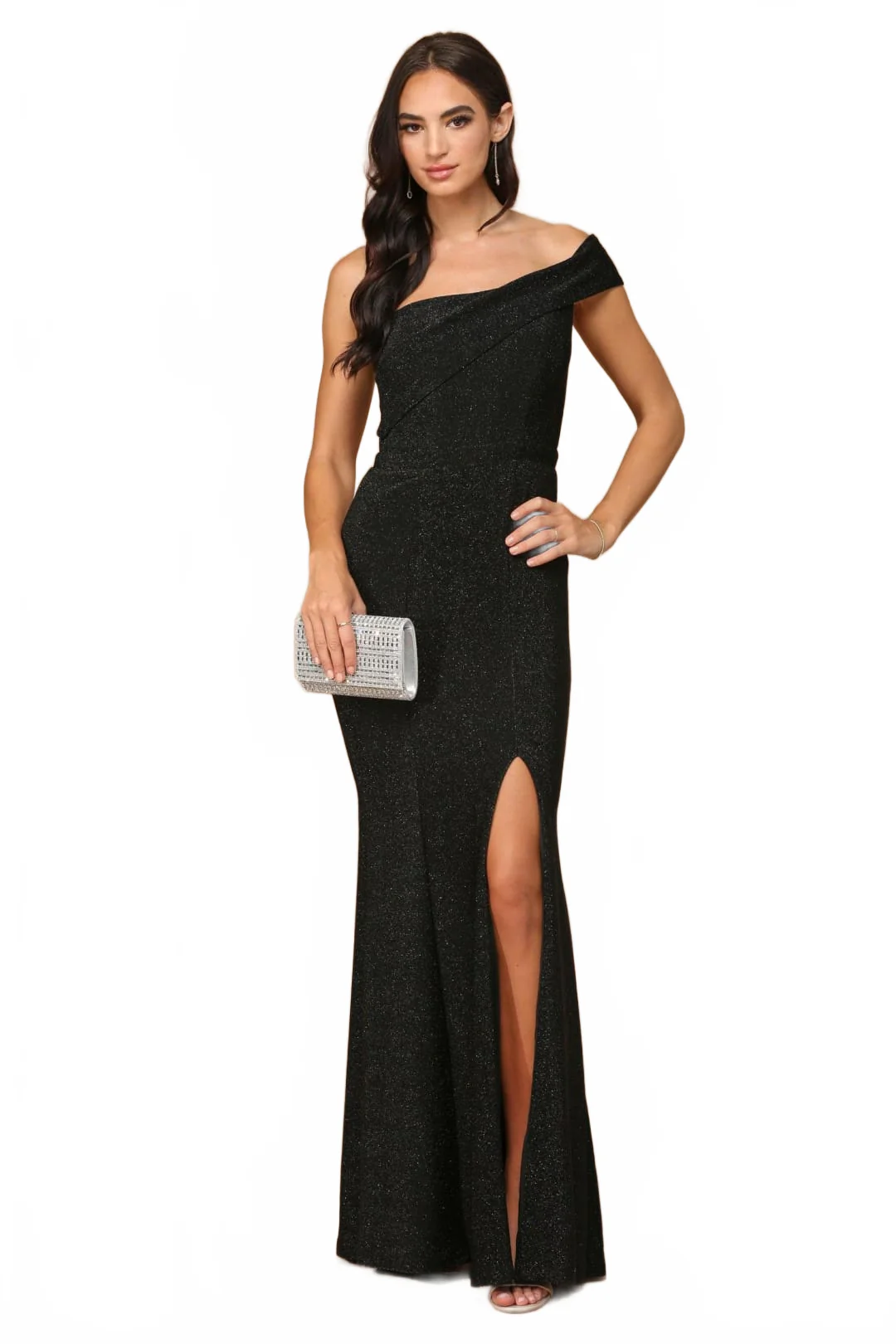 Eva USA 3445 Long One Shoulder Formal Metallic Prom Dress - Image 16