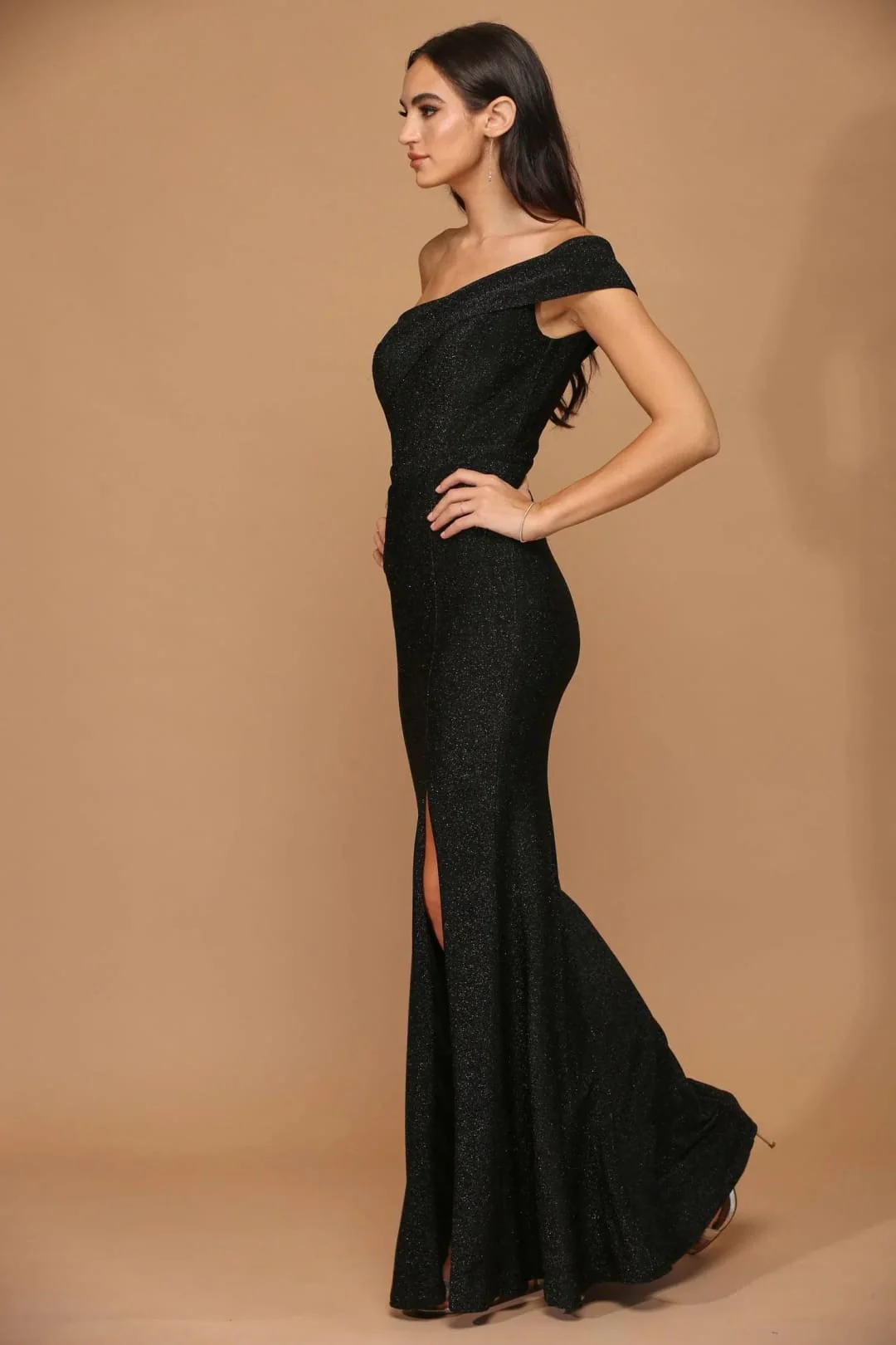 Eva USA 3445 Long One Shoulder Formal Metallic Prom Dress - Image 6