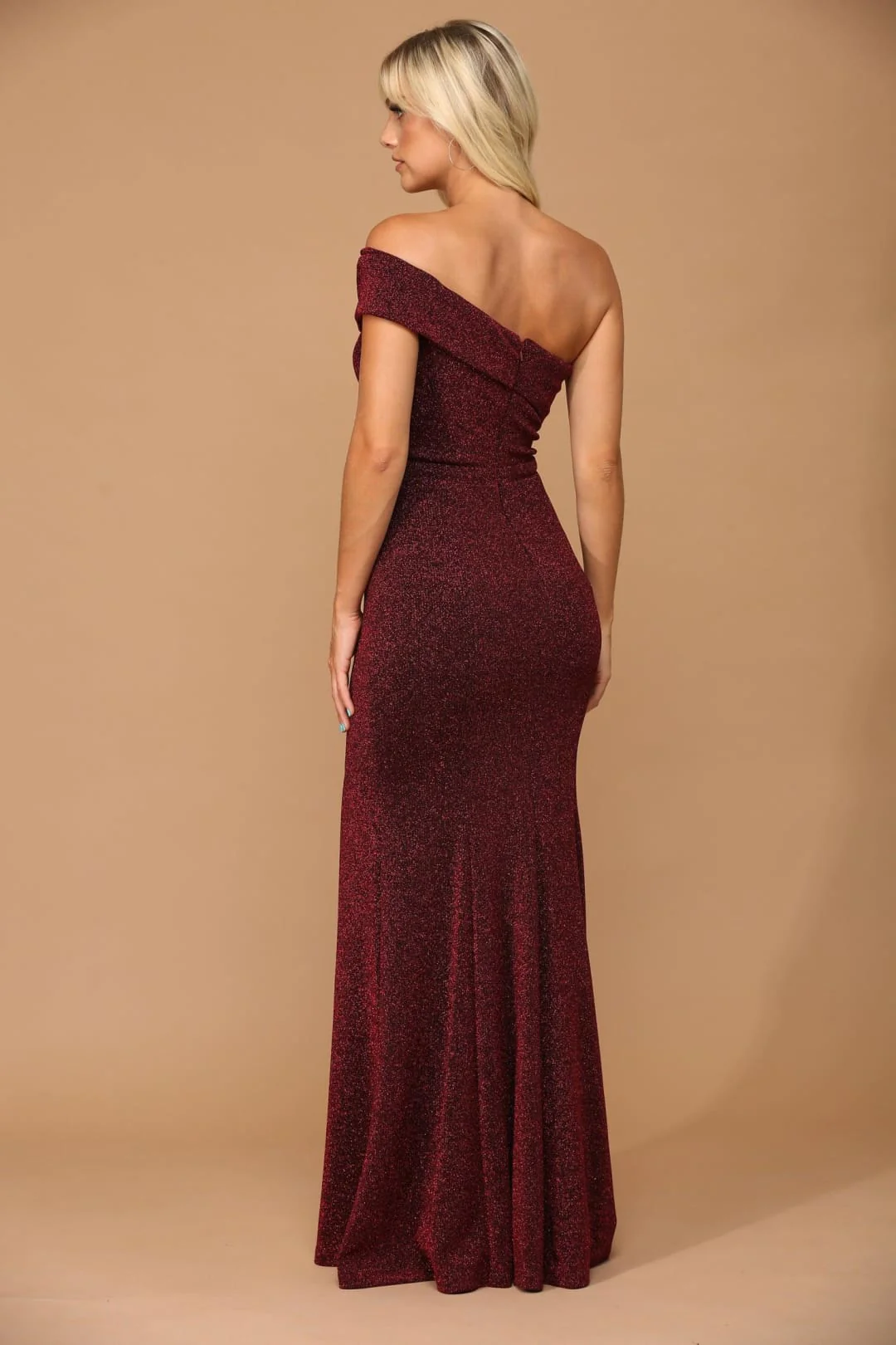 Eva USA 3445 Long One Shoulder Formal Metallic Prom Dress - Image 9