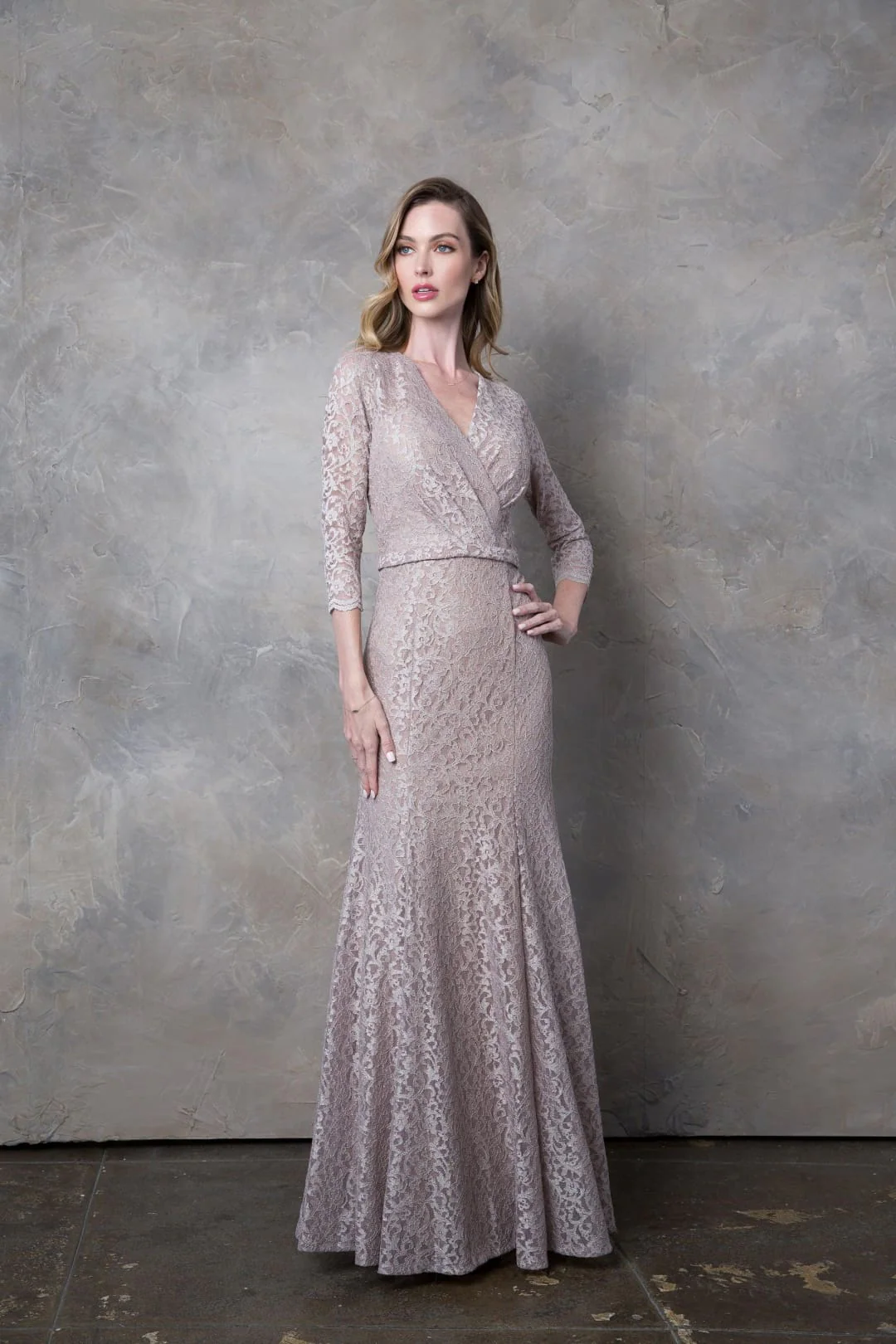 Eva USA 3450 3/4 Sleeve Lace Mother of the Bride Dress