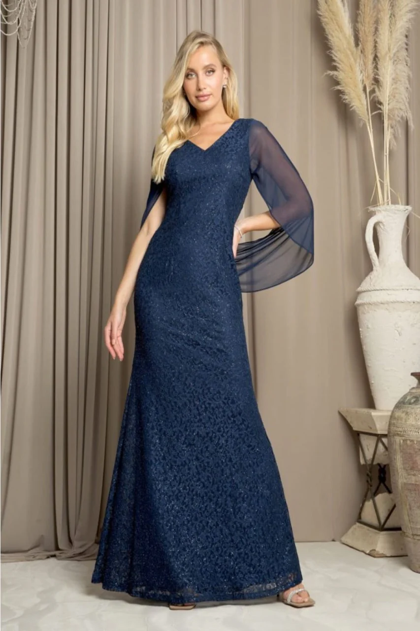 Eva USA 3471 Chiffon Cowl Back Mother of the Bride Long Dress - Image 4