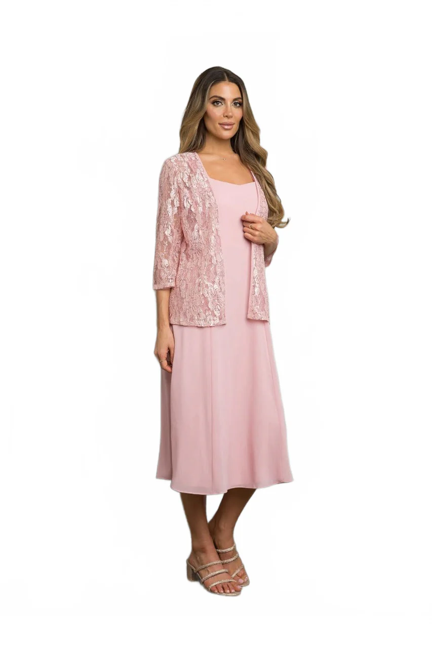 Eva USA 3489 MOB Lace Jacket Tea Length 2 Piece Dress - Image 11