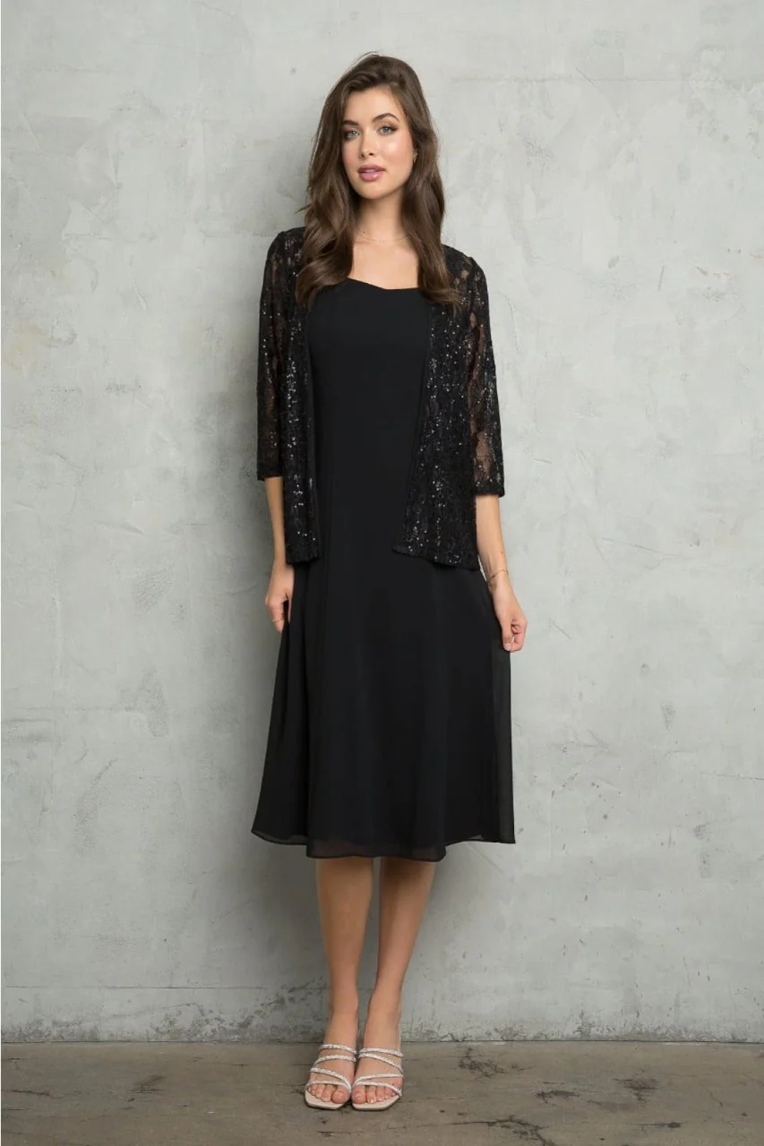 Eva USA 3489 MOB Lace Jacket Tea Length 2 Piece Dress - Image 6