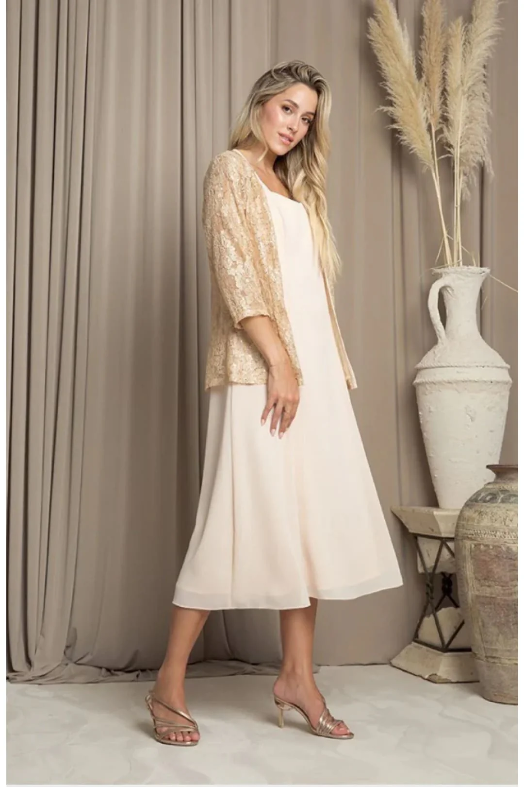 Eva USA 3489 MOB Lace Jacket Tea Length 2 Piece Dress - Image 9