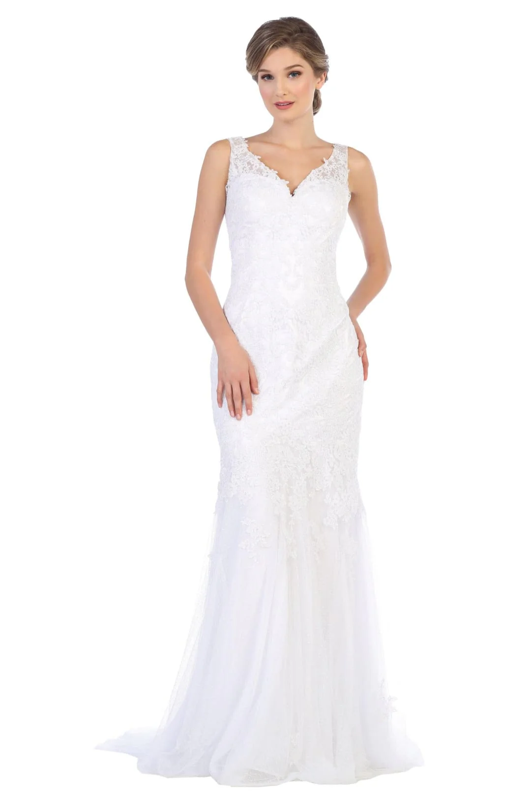 Eva USA 5162 Long Sleeveless Fitted Lace Dress - Image 4