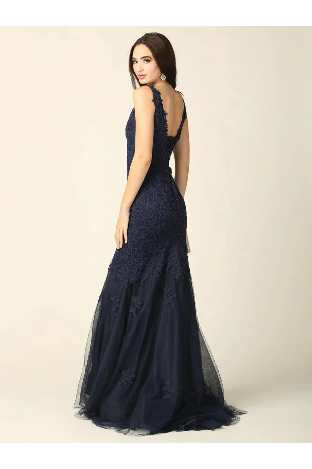 Eva USA 5162 Long Sleeveless Fitted Lace Dress - Image 5