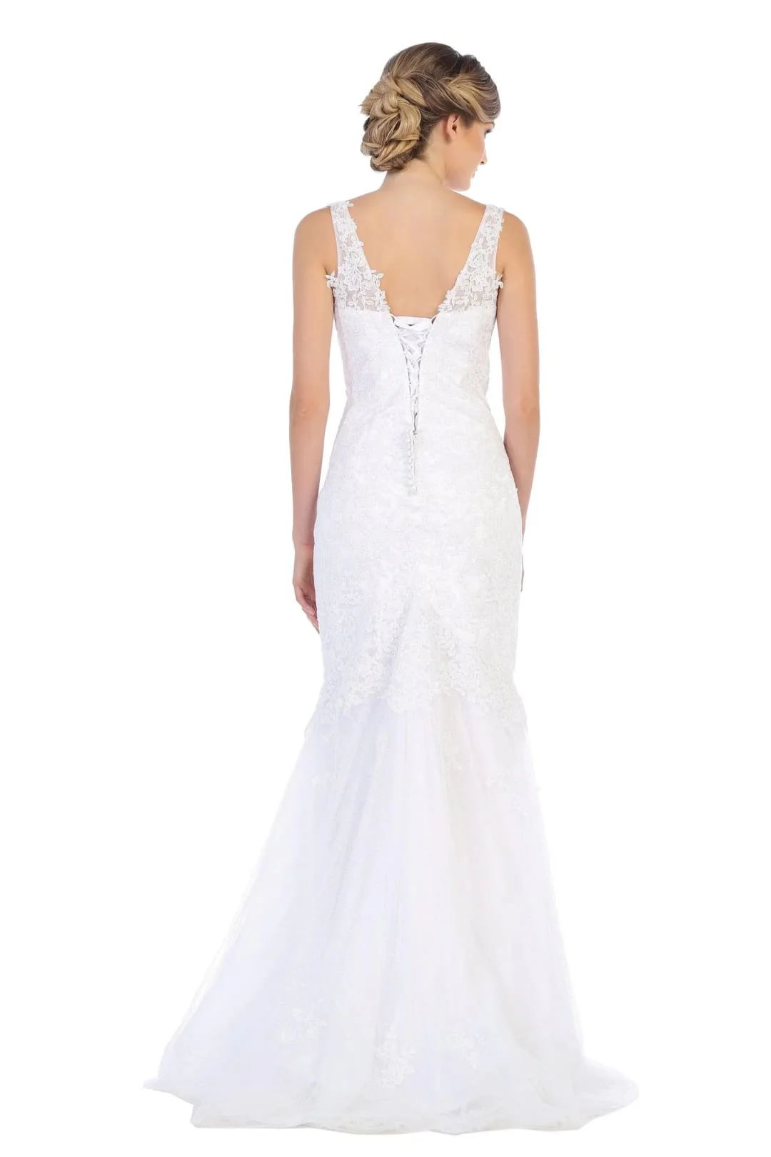 Eva USA 5162 Long Sleeveless Fitted Lace Dress - Image 6
