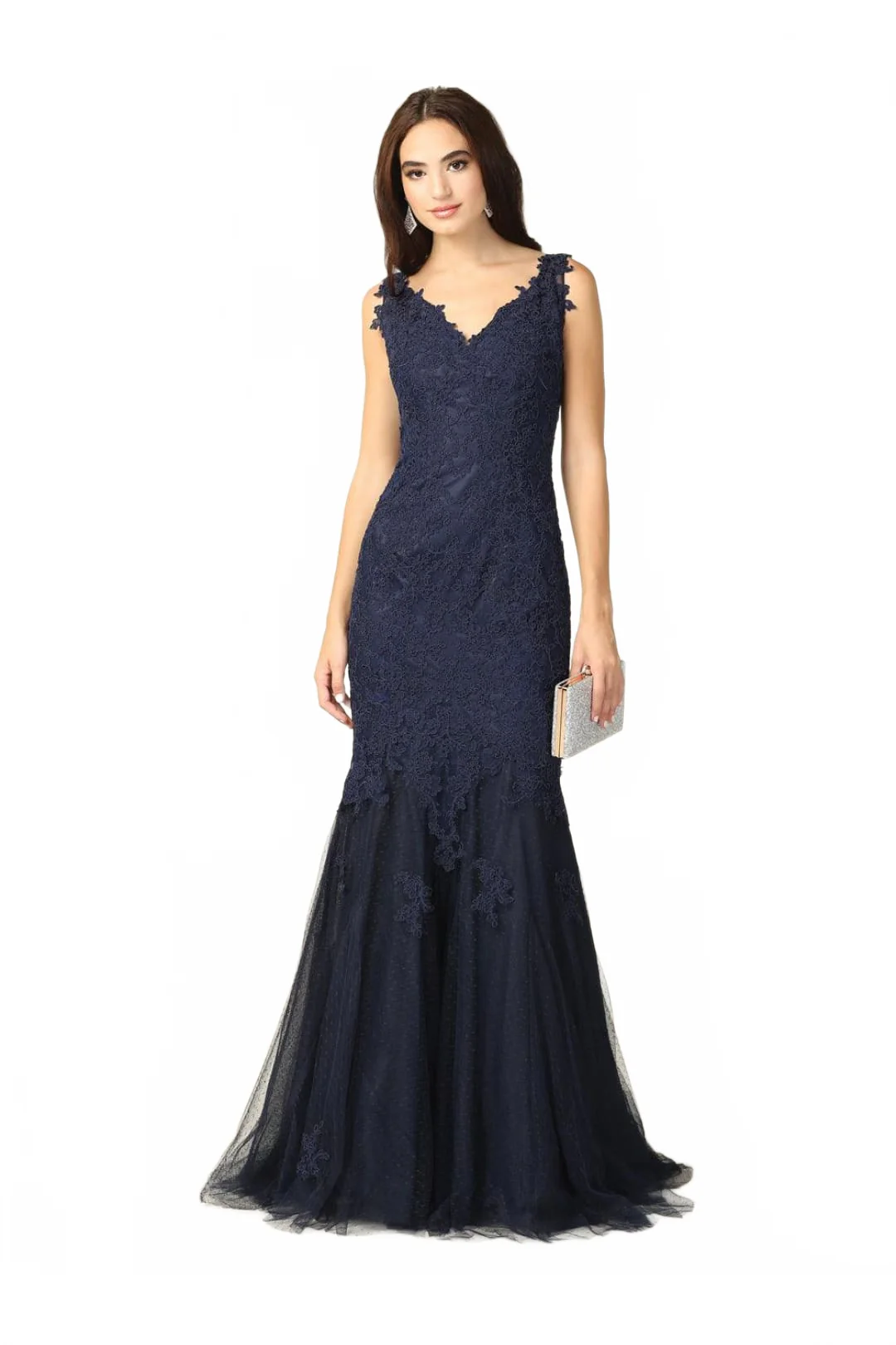Eva USA 5162 Long Sleeveless Fitted Lace Dress - Image 7