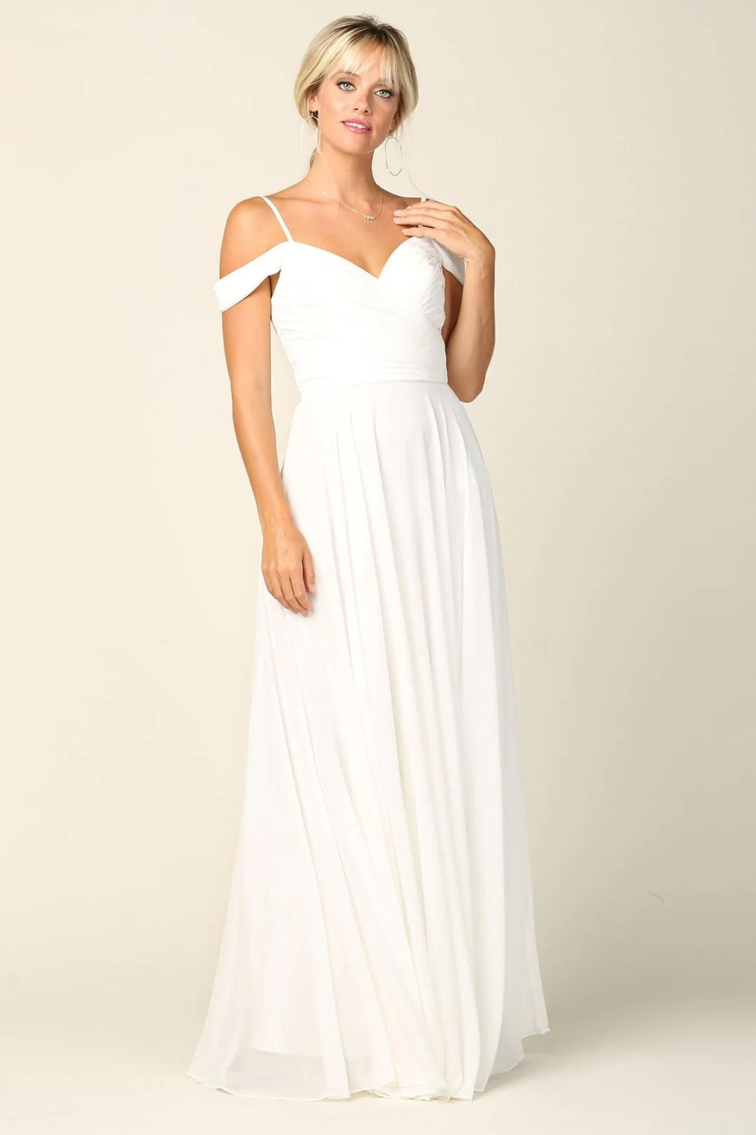 Eva USA 5183 Long Bridesmaids Pleated Off-Shoulder Chiffon Gown - Image 10