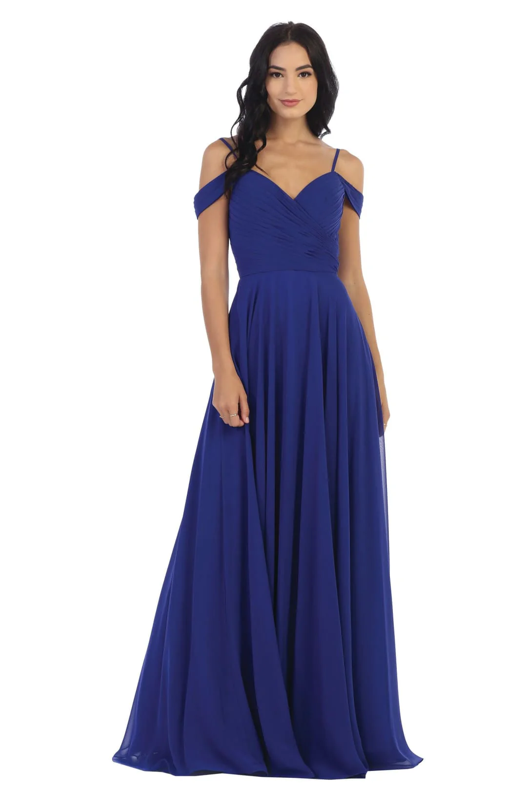 Eva USA 5183 Long Bridesmaids Pleated Off-Shoulder Chiffon Gown - Image 12