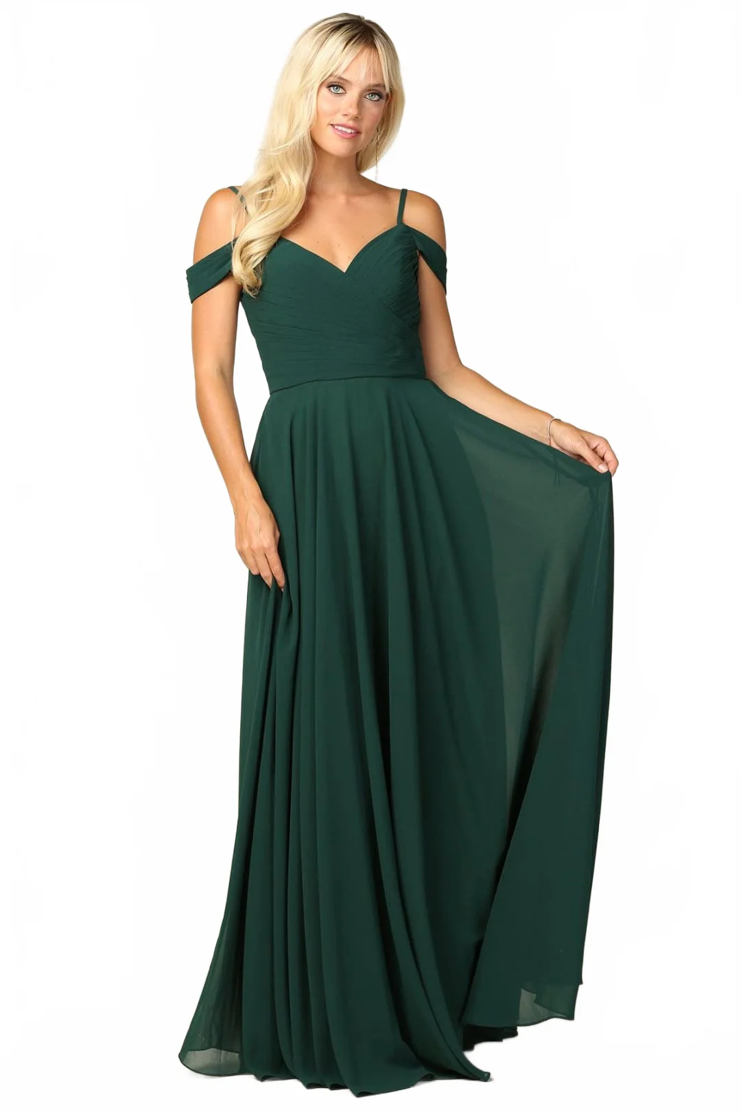Eva USA 5183 Long Bridesmaids Pleated Off-Shoulder Chiffon Gown - Image 17