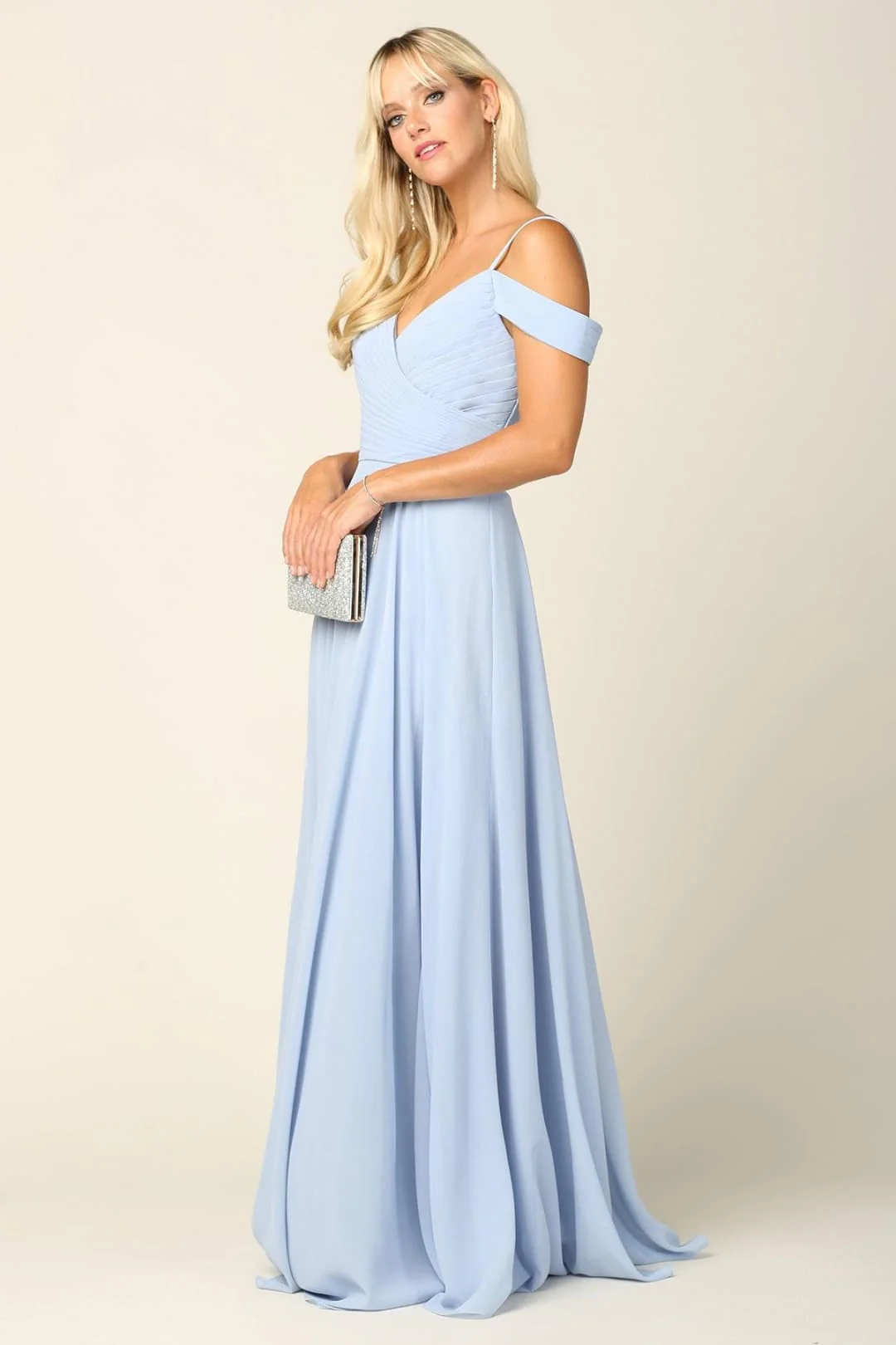 Eva USA 5183 Long Bridesmaids Pleated Off-Shoulder Chiffon Gown - Image 6