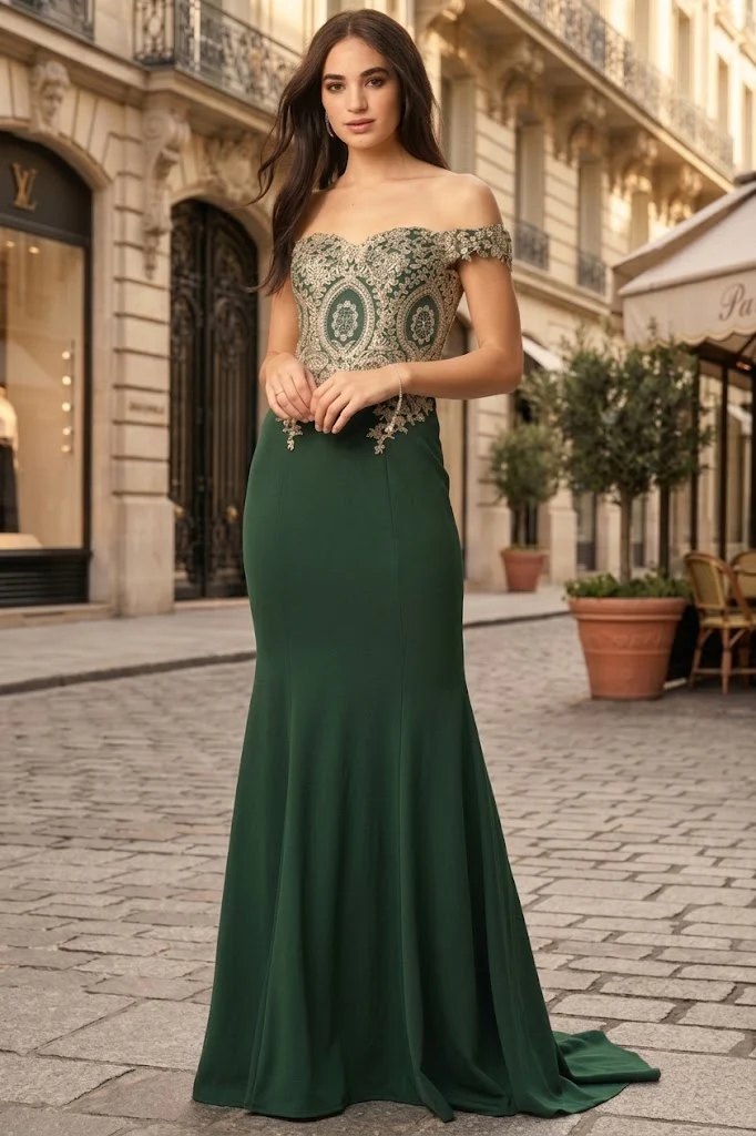 Eva USA 5193 Long Off Shoulder Fitted Mermaid Dress - Image 2