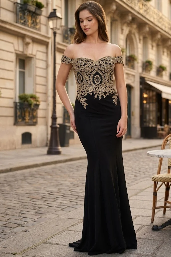 Eva USA 5193 Long Off Shoulder Fitted Mermaid Dress - Image 3