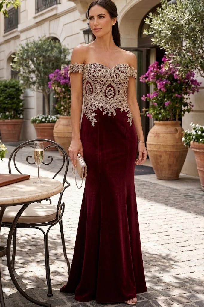 Eva USA 5193 Long Off Shoulder Fitted Mermaid Dress - Image 4