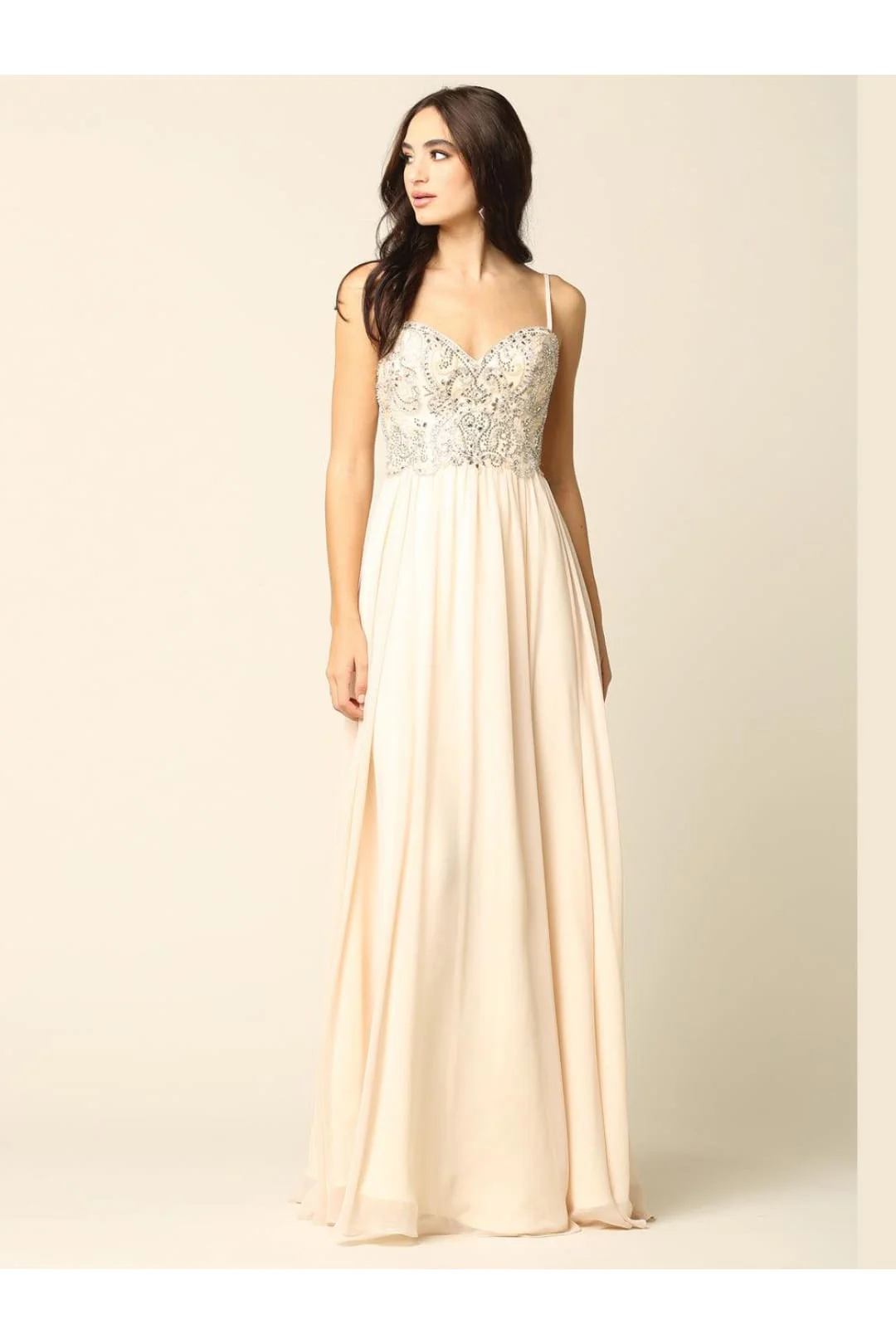 Eva USA 5213 Long Spaghetti Strap Beaded Formal Chiffon Dress - Image 3