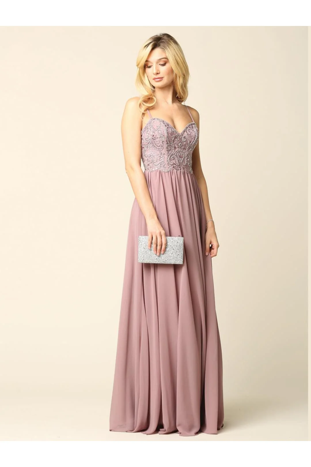Eva USA 5213 Long Spaghetti Strap Beaded Formal Chiffon Dress - Image 4