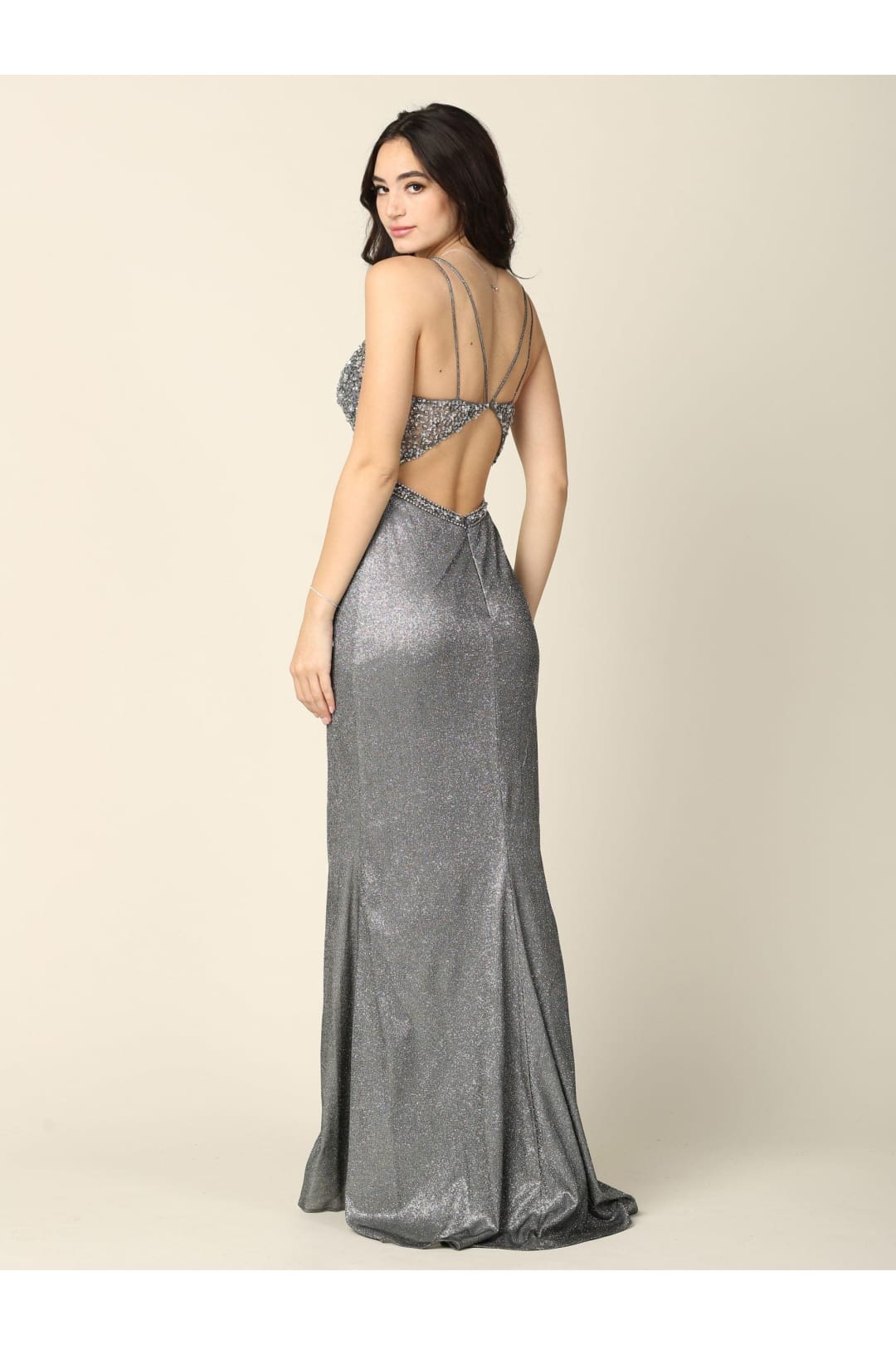 Eva USA 5215 Prom Metallic Spaghetti Strap Gown - Image 6