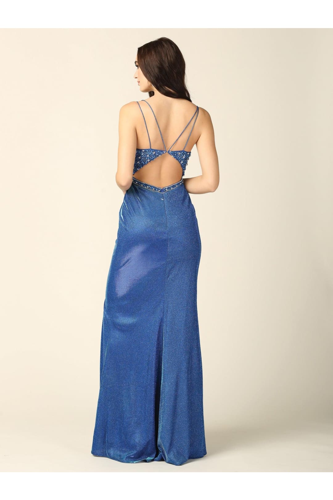 Eva USA 5215 Prom Metallic Spaghetti Strap Gown - Image 7