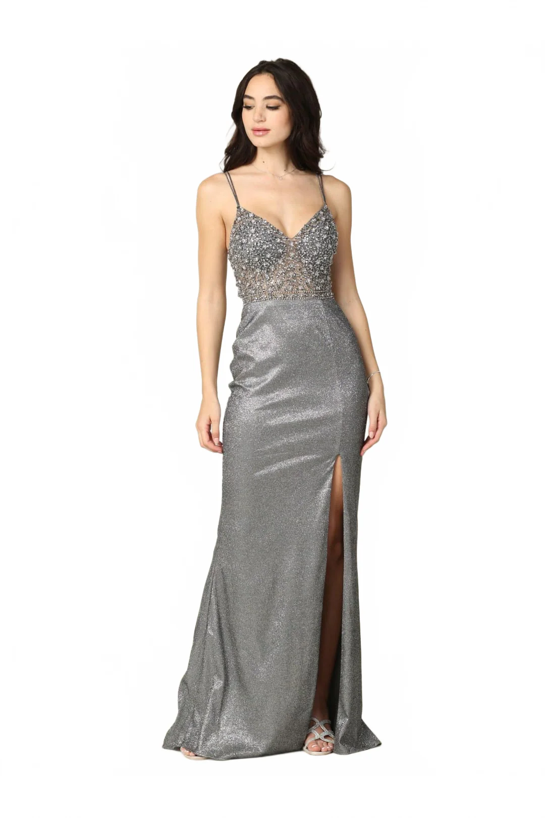 Eva USA 5215 Prom Metallic Spaghetti Strap Gown - Image 8