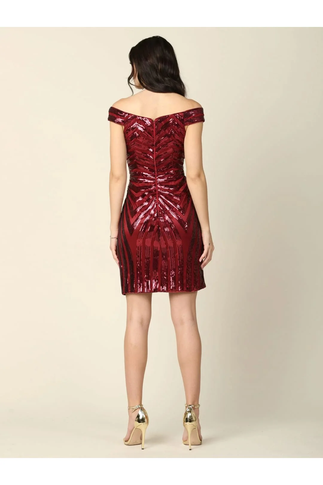 Eva USA 5226 Off-Shoulder Sequins Cocktail Dress - Image 9
