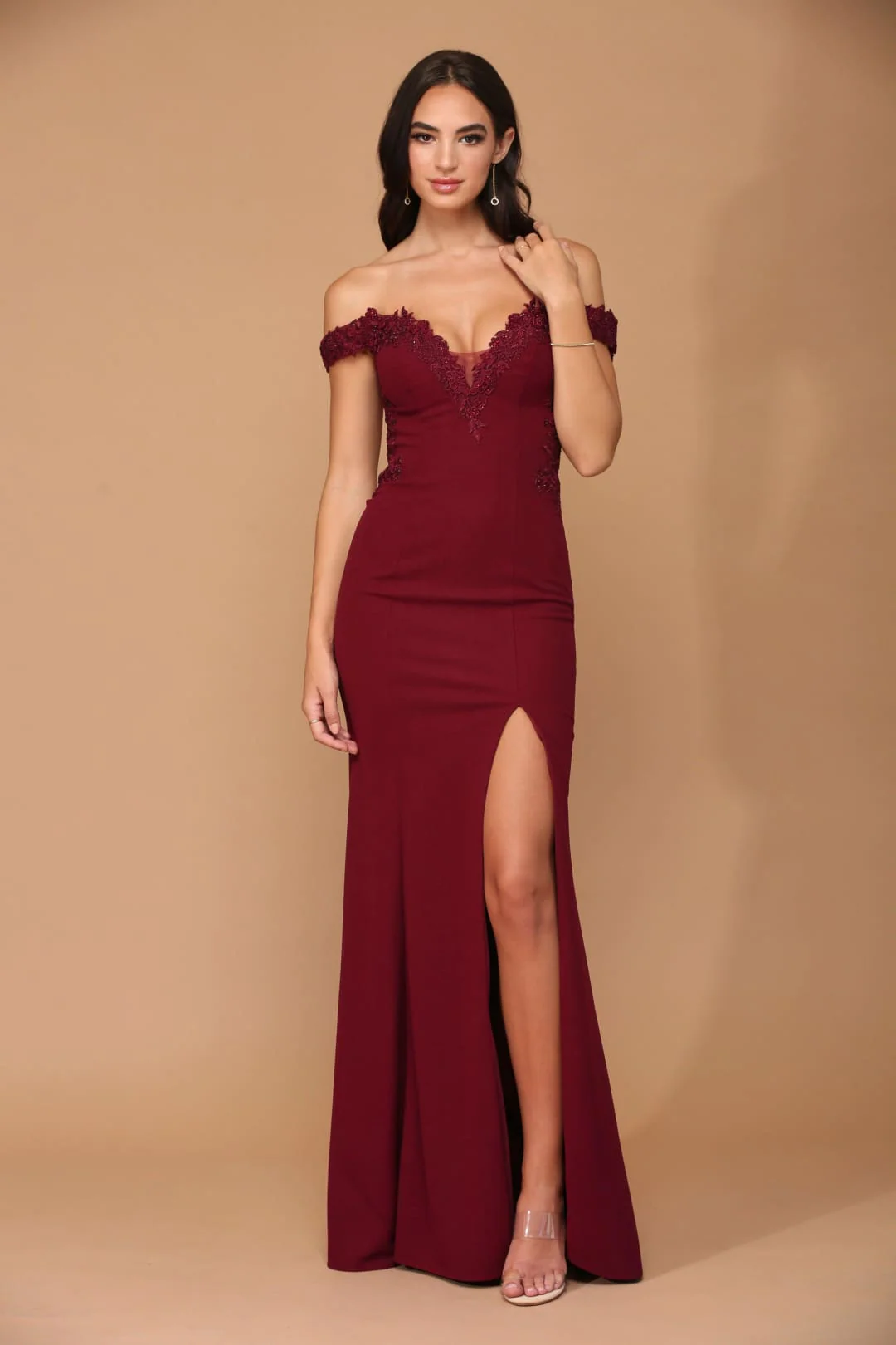Eva USA 5237 Long Off-Shoulder Formal Evening Prom Dress
