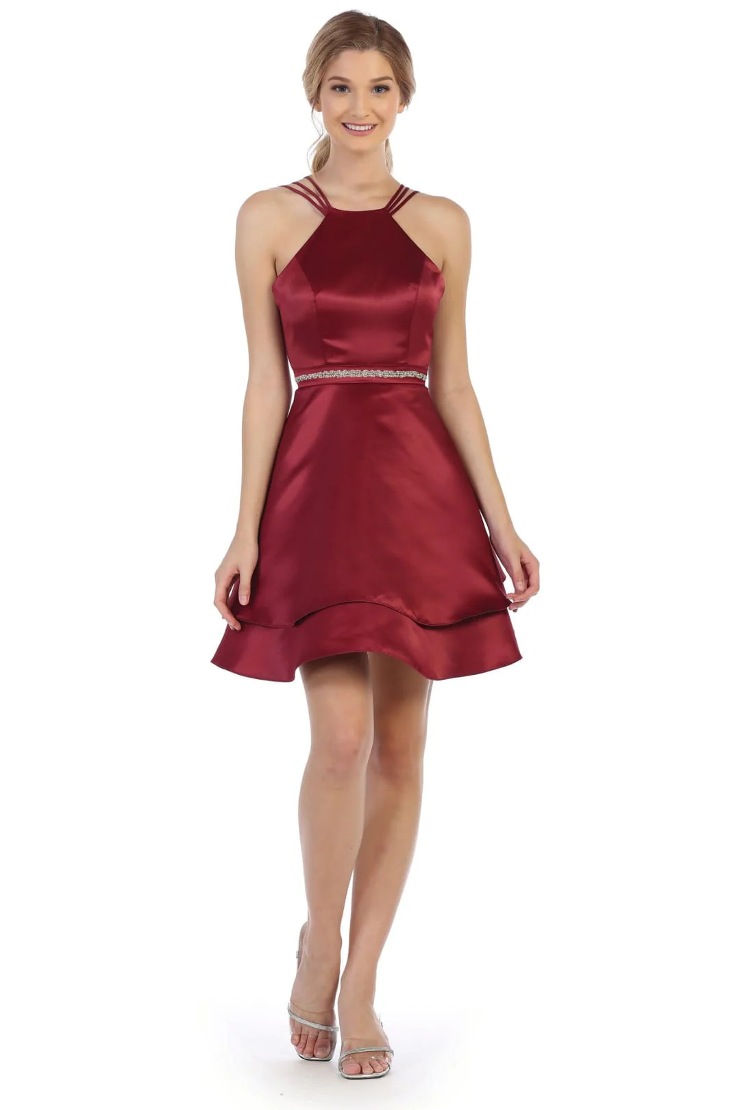 Eva USA EV3339 Short Halter Homecoming Strappy Cocktail Dress - Image 2