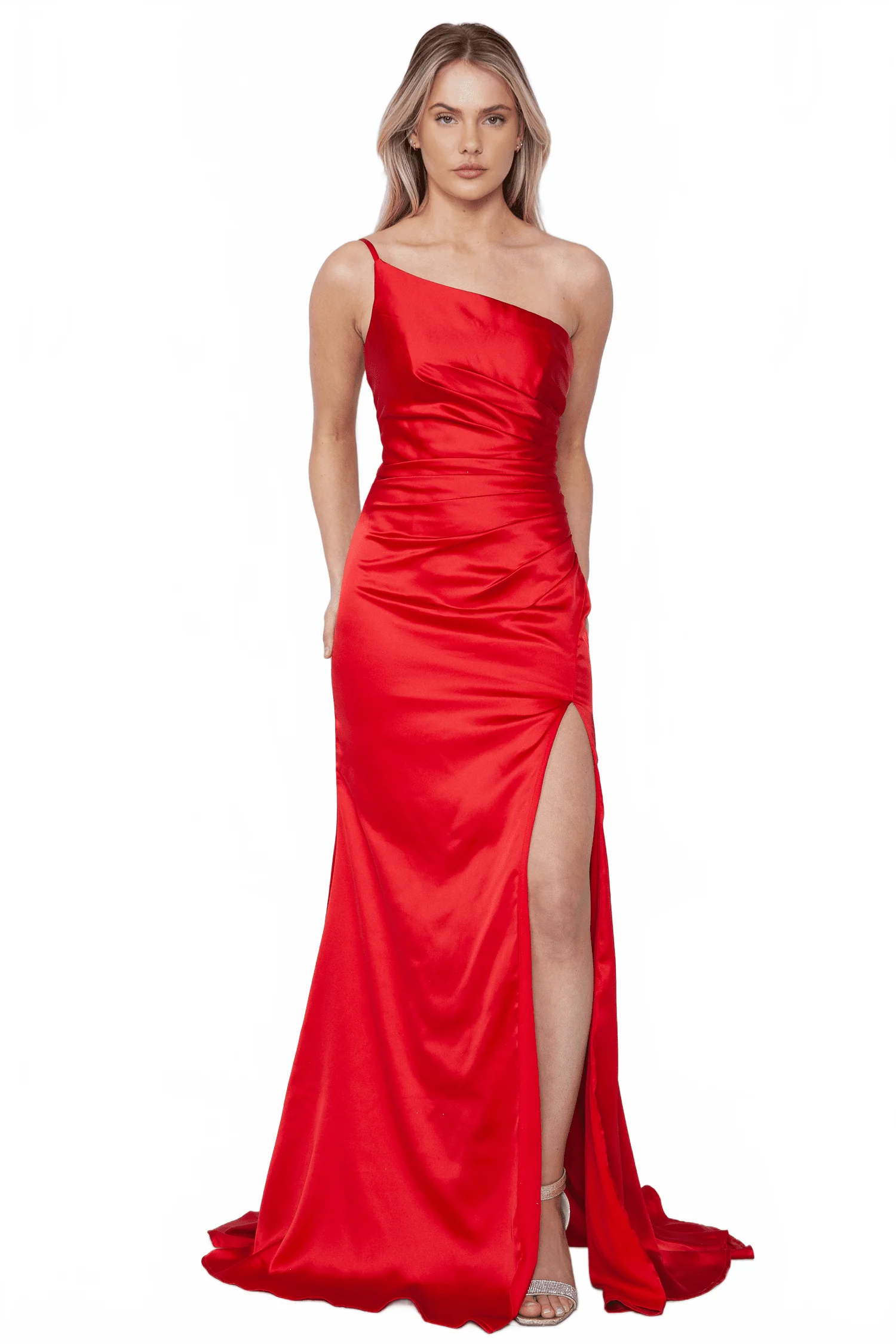 Poly USA 9030 Fitted Charmeuse One Shoulder Gown - Image 9