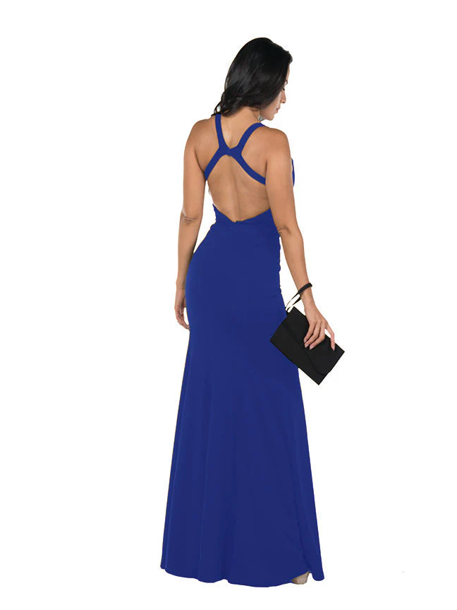 Navy Blue Bridesmaid Dresses-Inexpensive Poly USA 8298 Mermaid Sexy Prom - Image 7