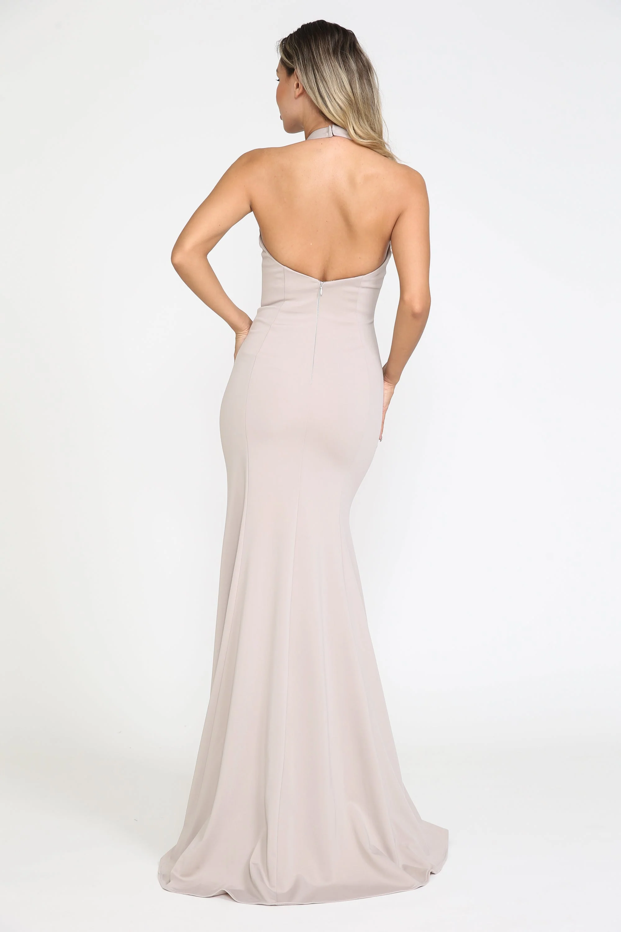 Poly USA 8262 Fitted Long Halter Jersey Dress - Image 2