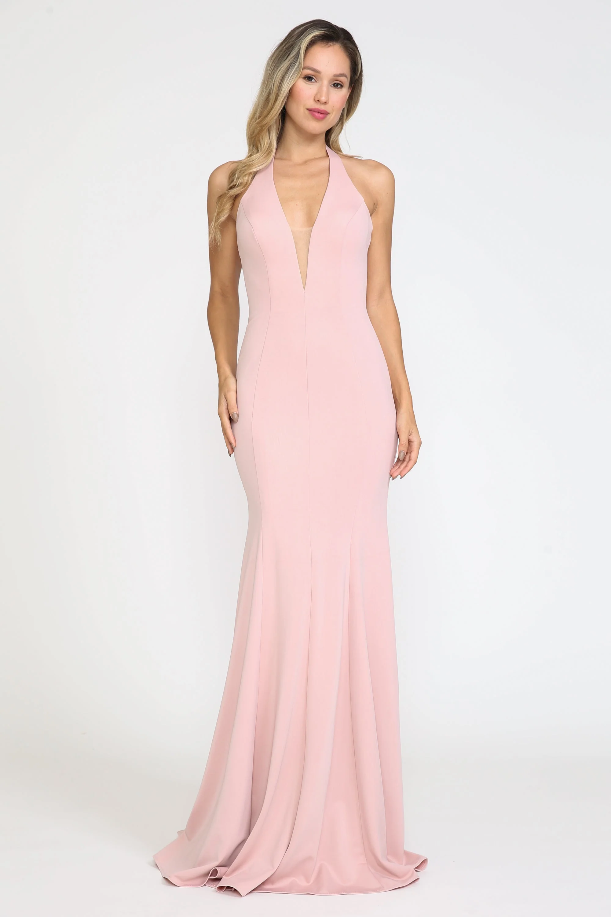 Poly USA 8262 Fitted Long Halter Jersey Dress - Image 3