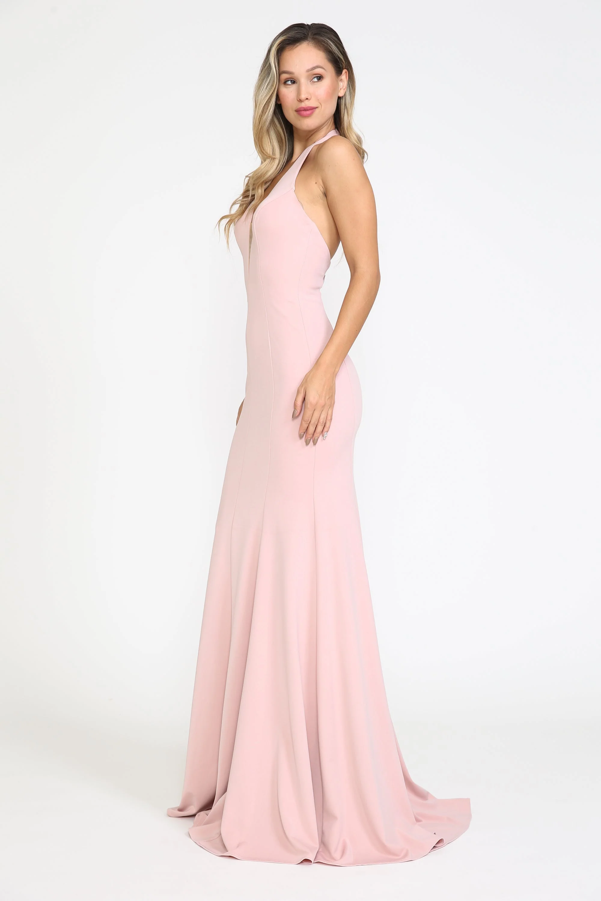 Poly USA 8262 Fitted Long Halter Jersey Dress - Image 4