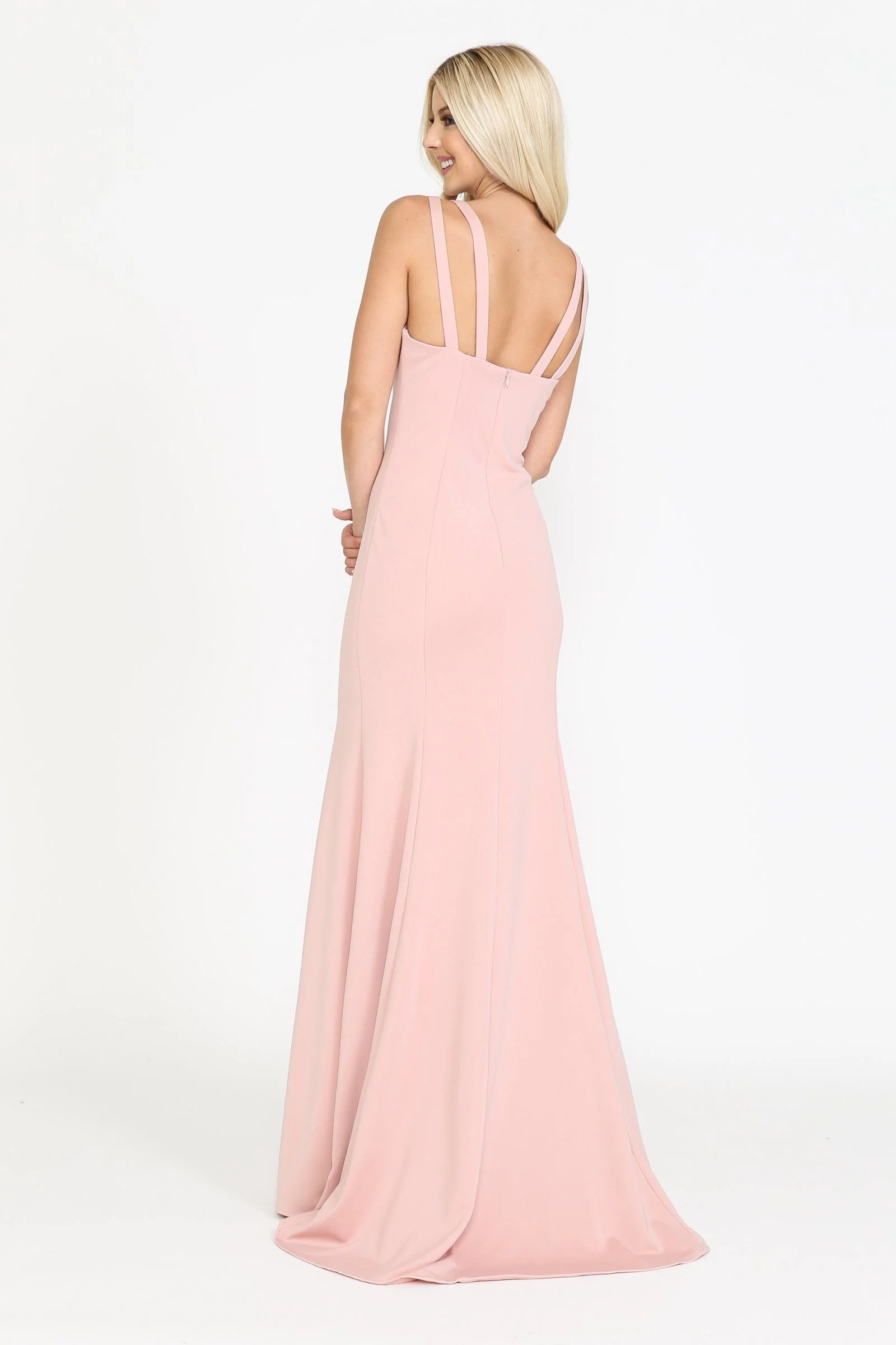Poly USA 8392 Fitted Long Jersey V-Neck Dress - Image 2