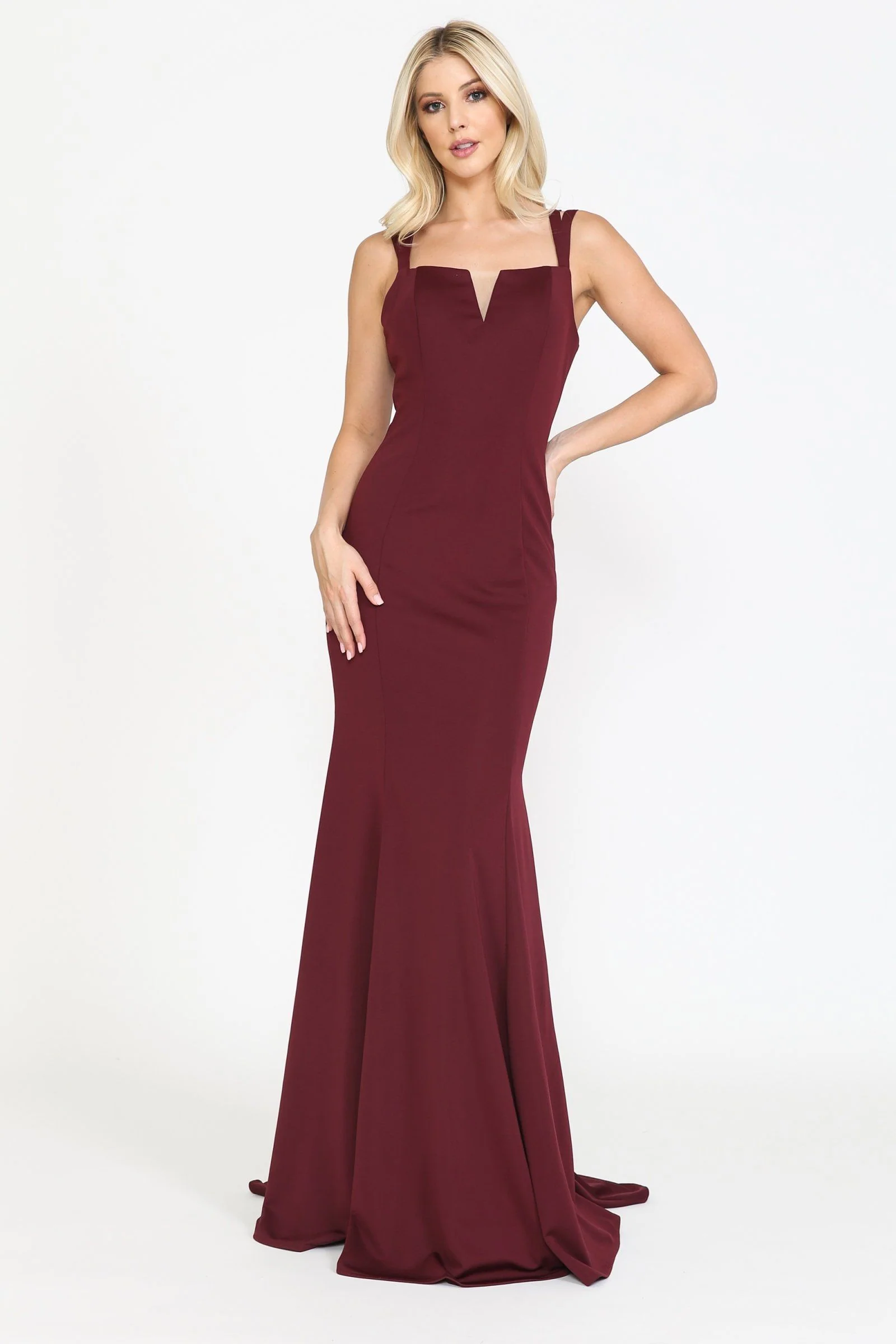 Poly USA 8392 Fitted Long Jersey V-Neck Dress - Image 3