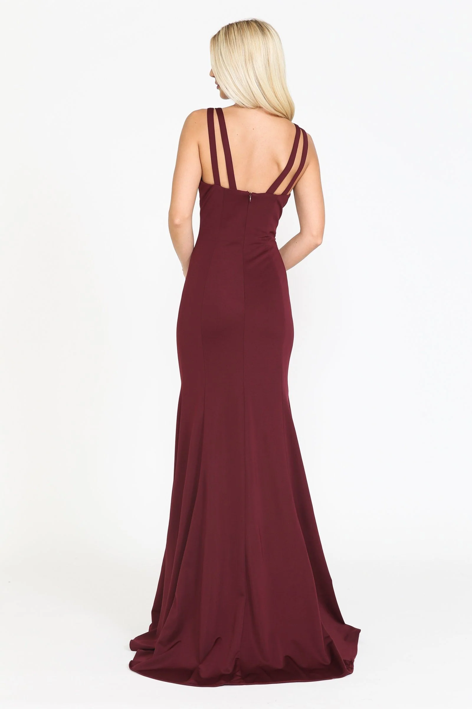 Poly USA 8392 Fitted Long Jersey V-Neck Dress - Image 4
