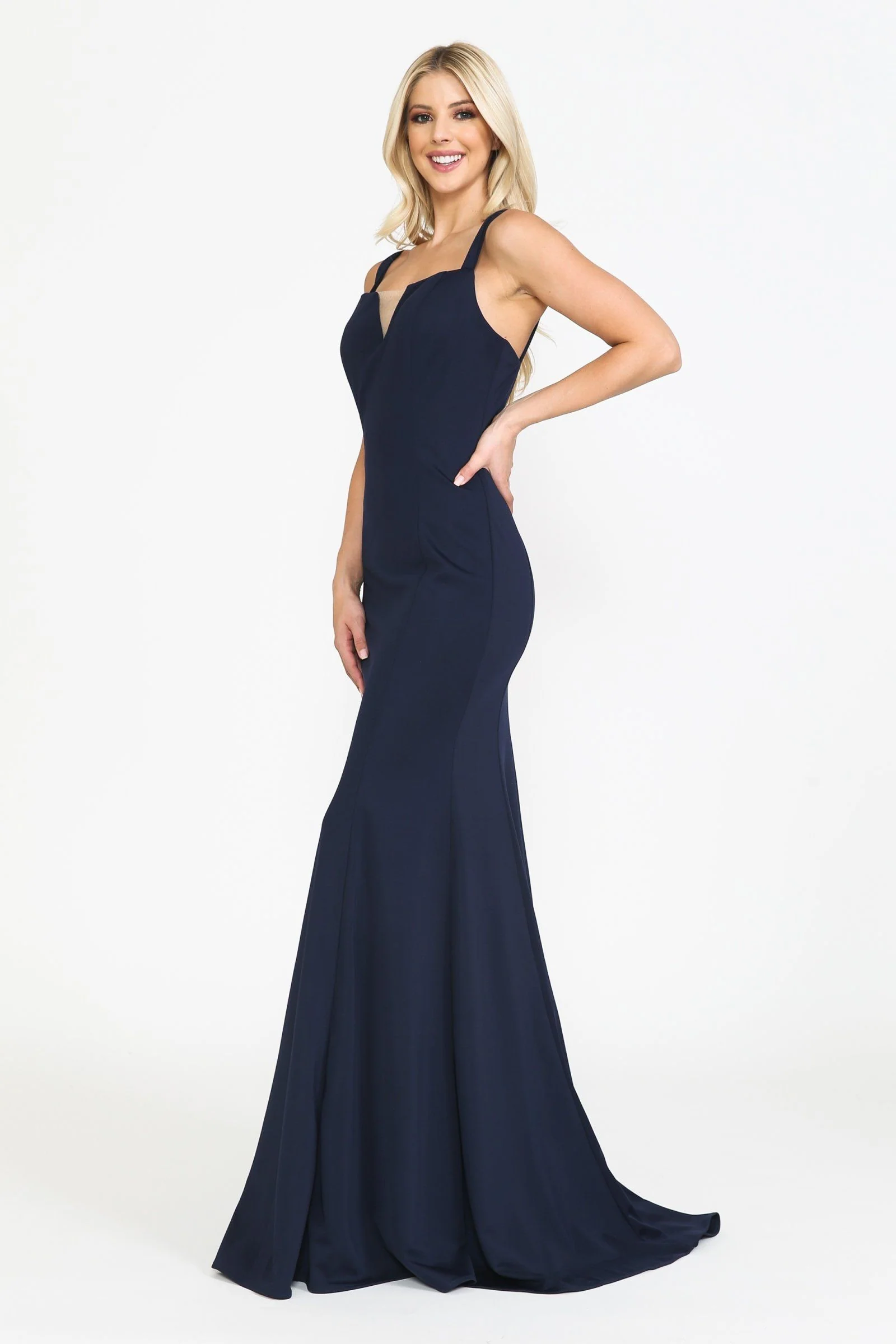 Poly USA 8392 Fitted Long Jersey V-Neck Dress - Image 5