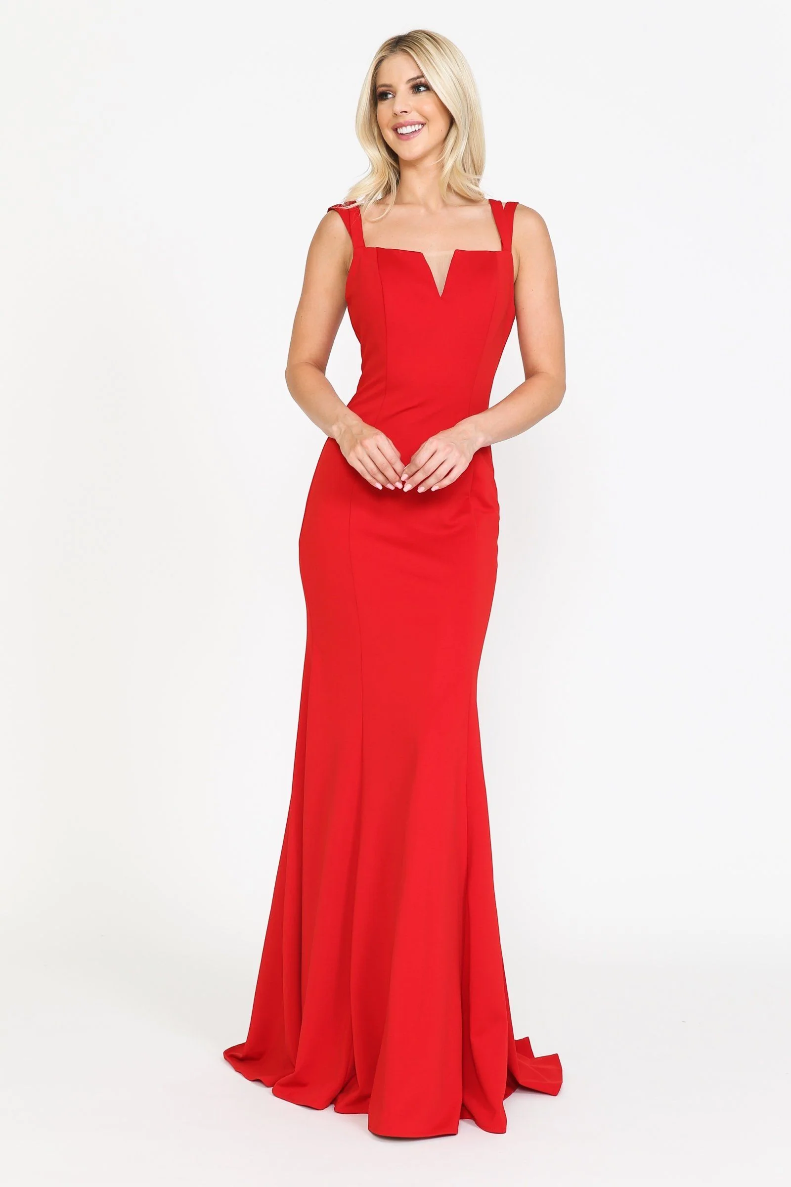 Poly USA 8392 Fitted Long Jersey V-Neck Dress - Image 7