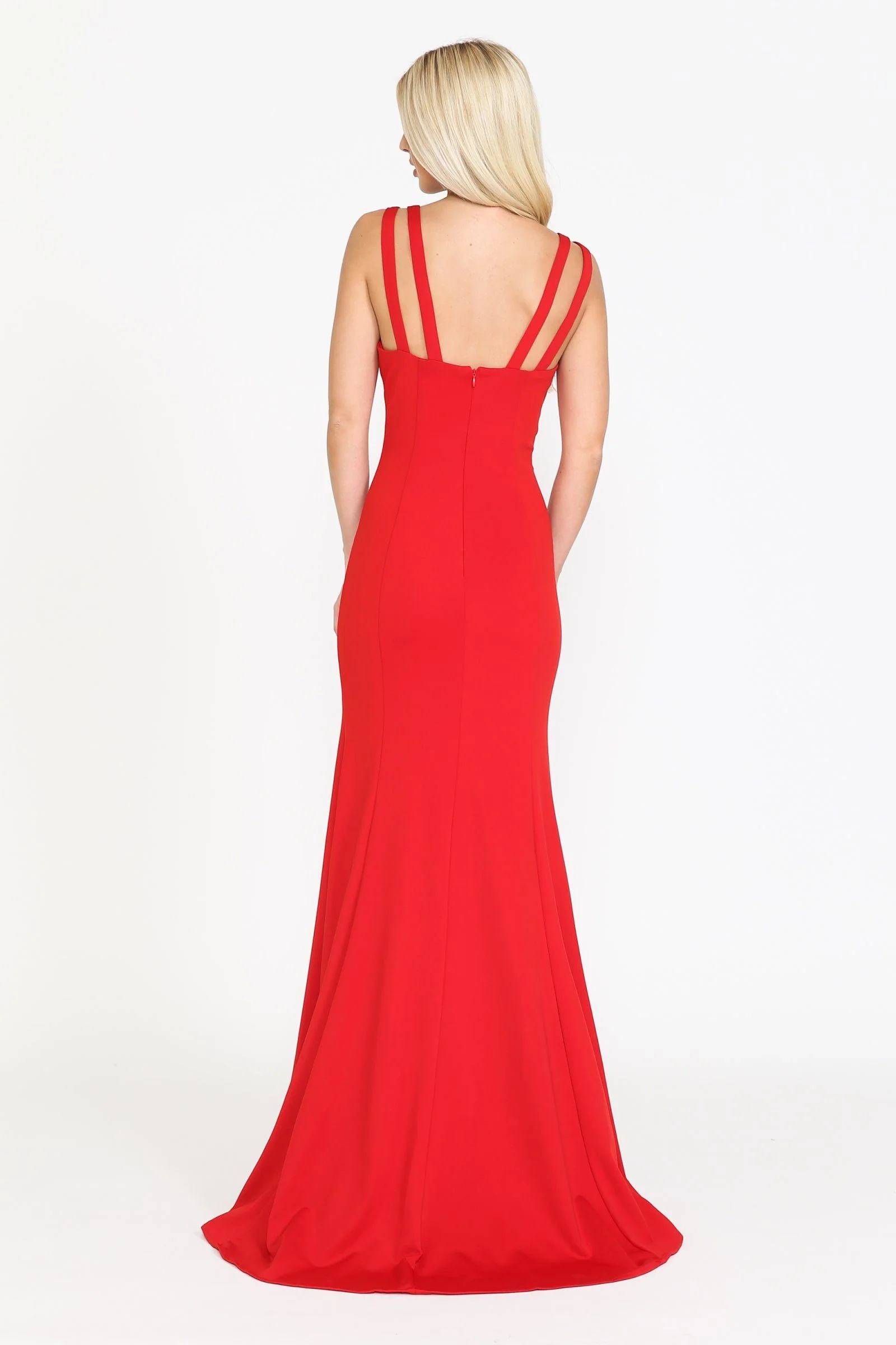 Poly USA 8392 Fitted Long Jersey V-Neck Dress - Image 8