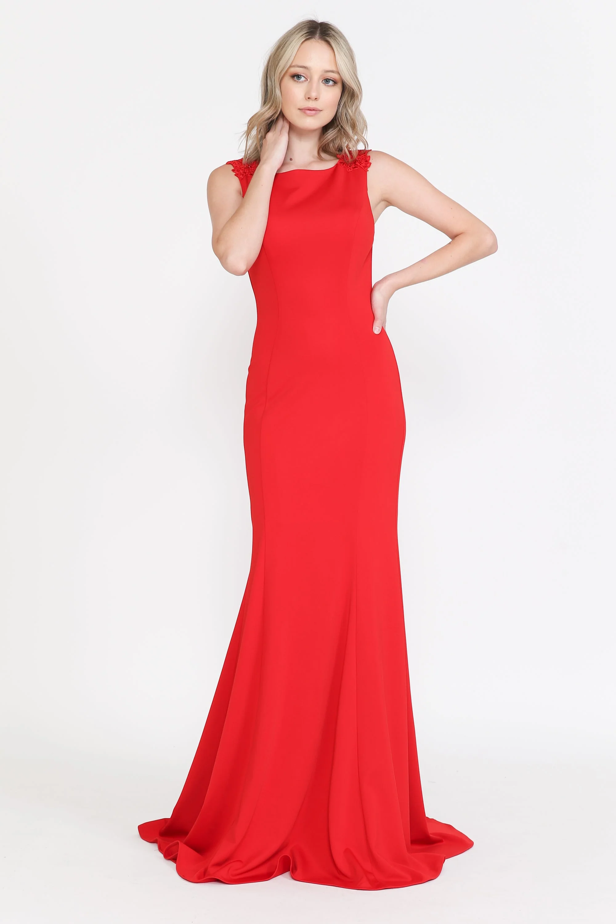 Poly USA 8566 Fitted Long Sleeveless Cape Dress 8566| FormalDressShops - Image 3