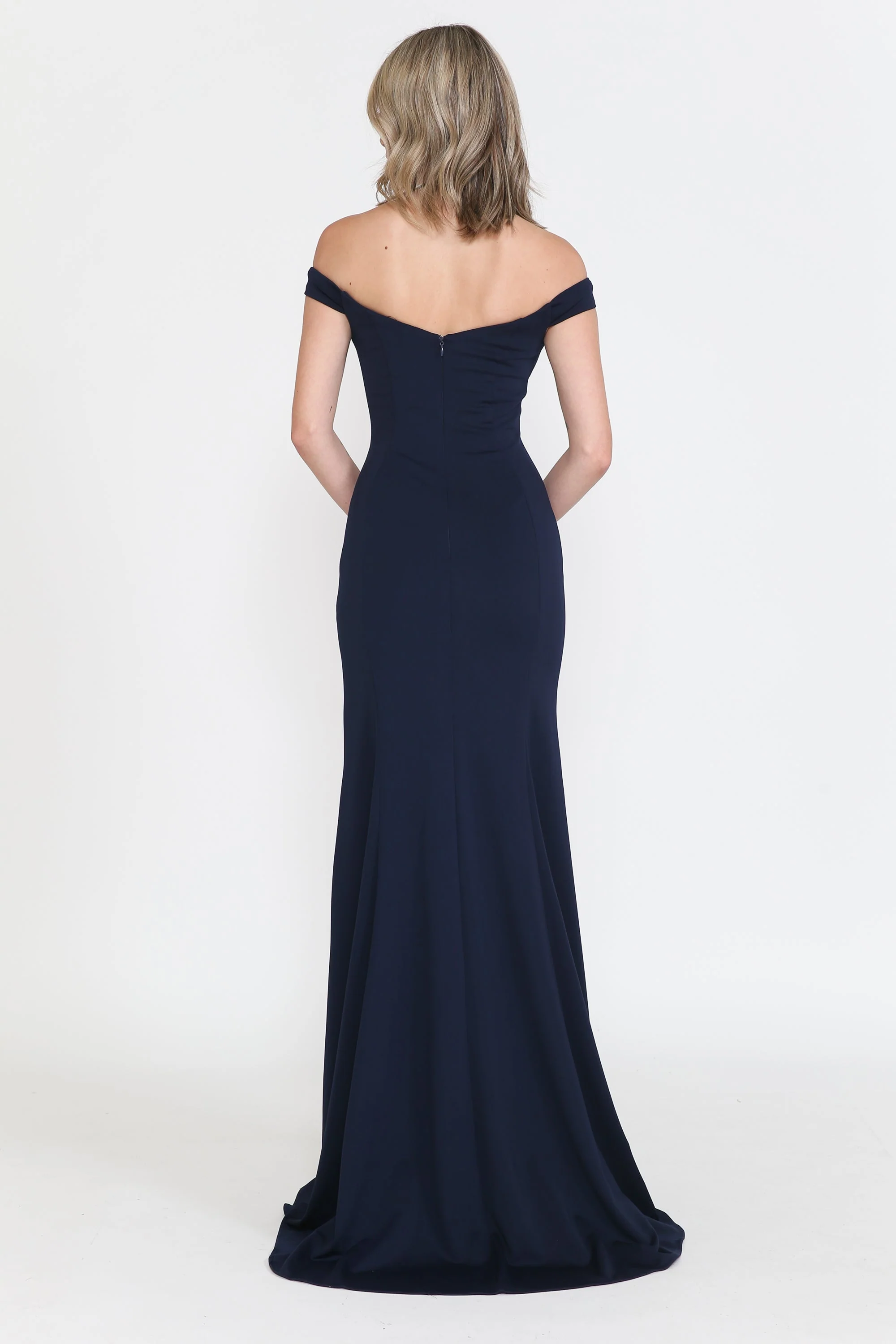 Poly USA 8160 Fitted Off Shoulder Jersey Gown - Image 2