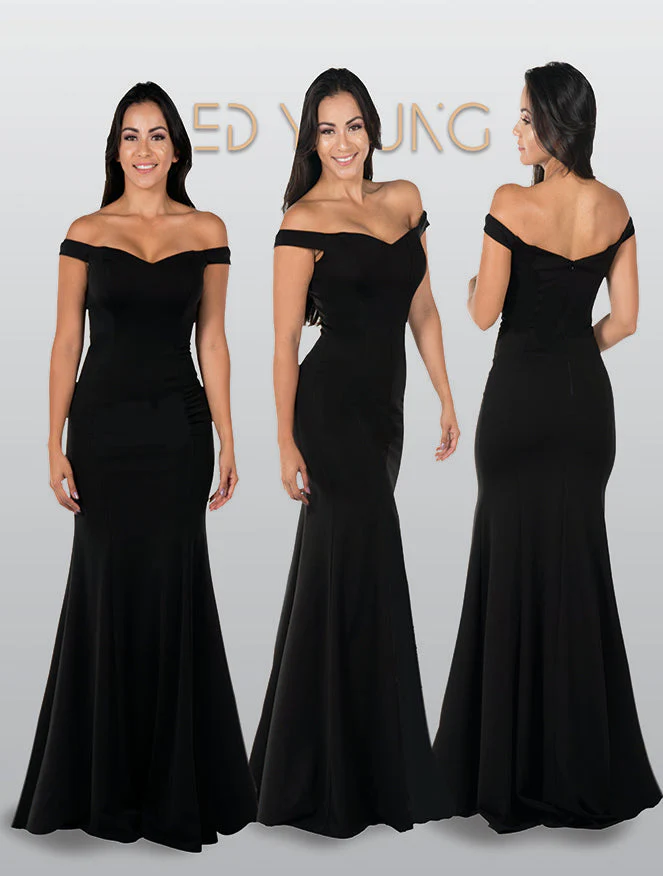 Poly USA 8160 Fitted Off Shoulder Jersey Gown - Image 5