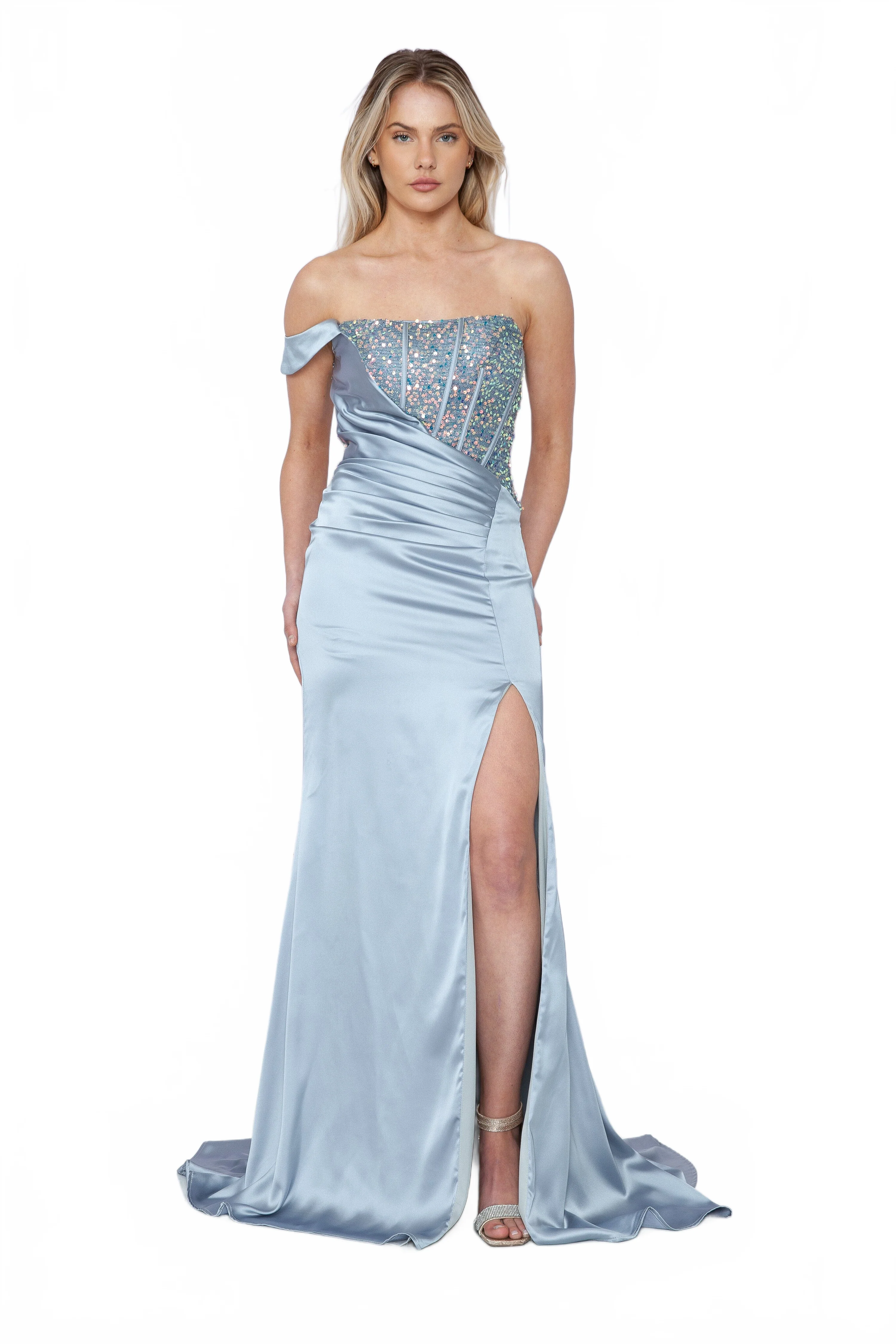 Poly USA 9178 Fitted Sequin Bodice Corset Gown - Image 10