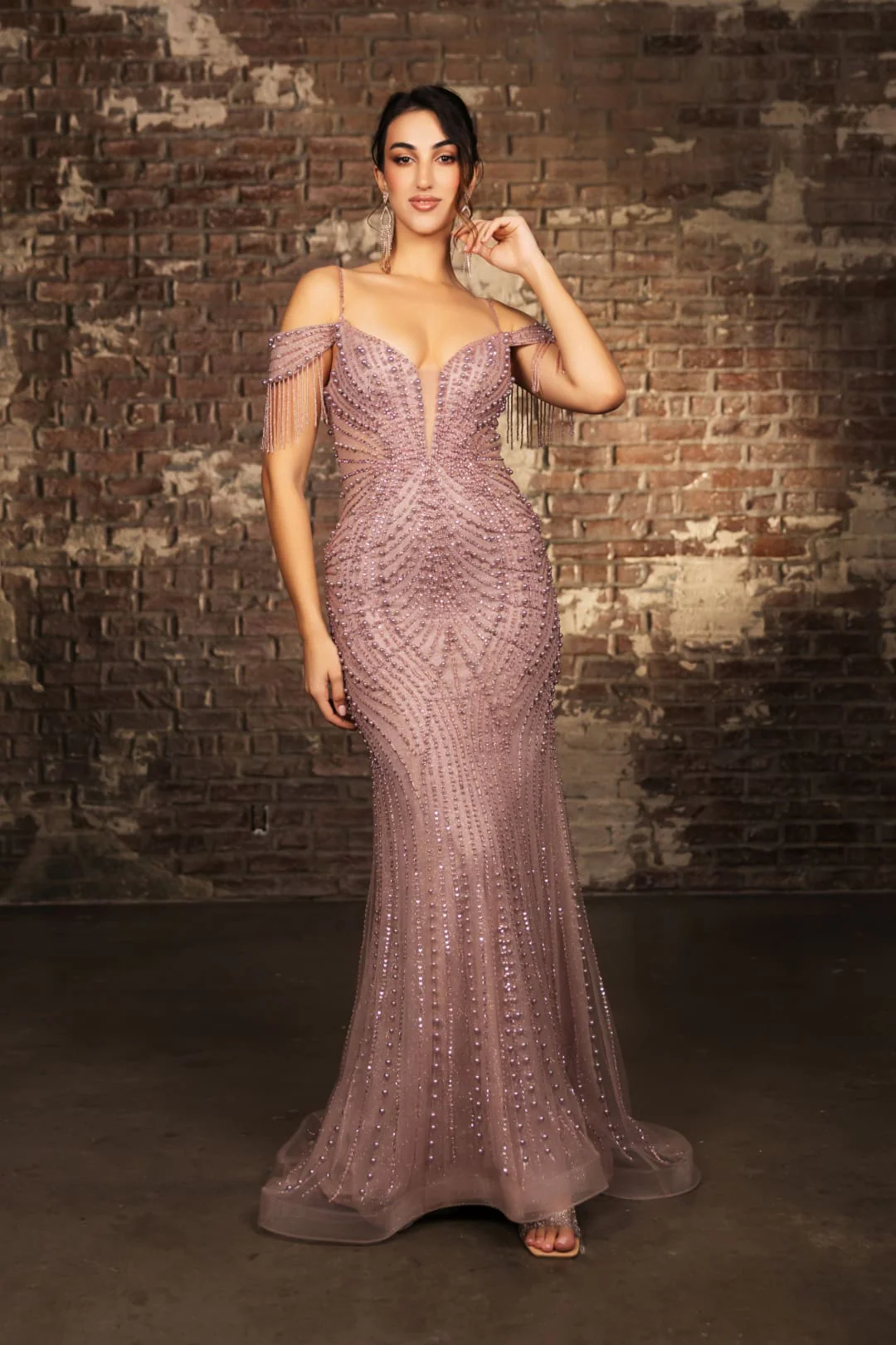 Flapper Dress for Vintage 1920s Outfit in Mauve Style RQ8197 - Image 3