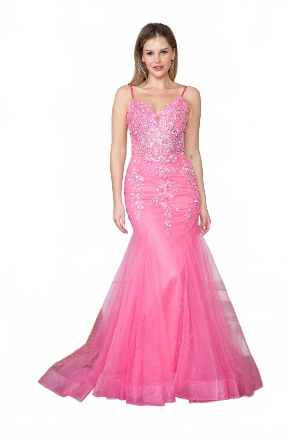 Poly USA 9374 Floral Applique Sleeveless Mermaid Dress - Image 12