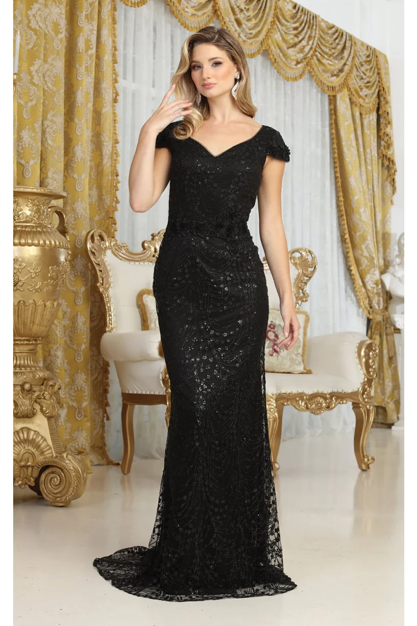 Floral Appliqued Long Mesh Formal Gown-New Collection - Image 24