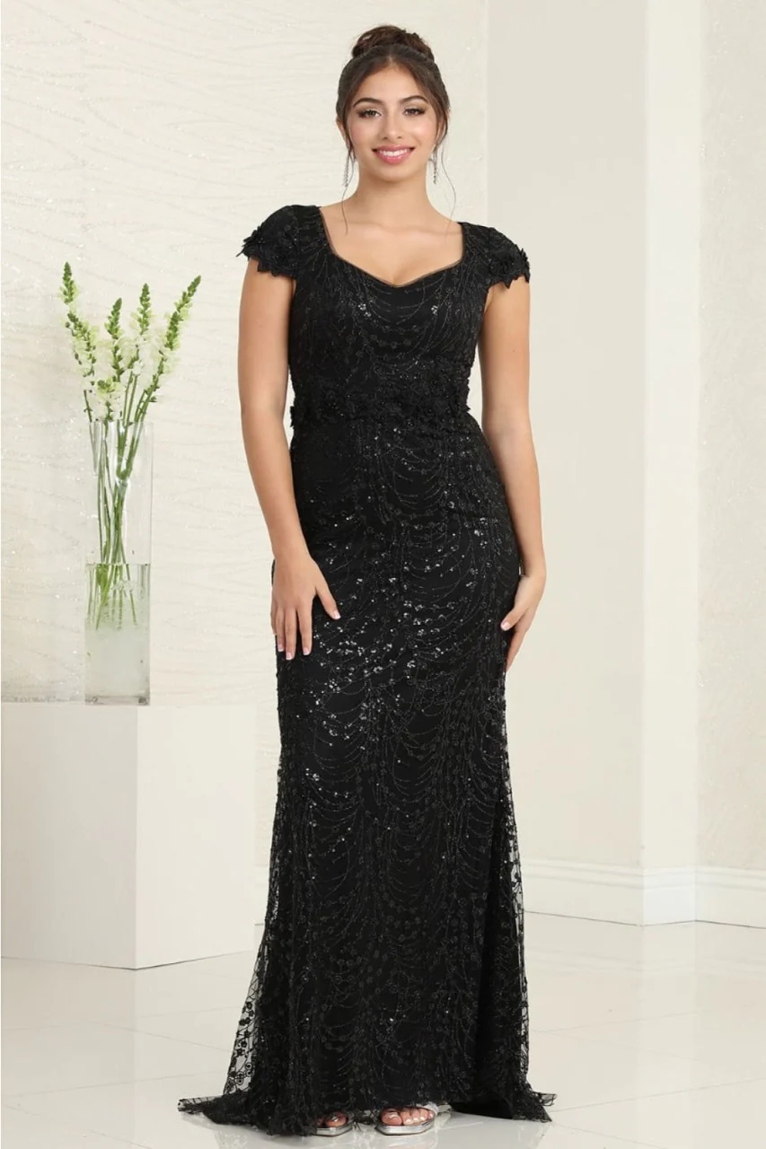 Floral Appliqued Long Mesh Formal Gown-New Collection - Image 9