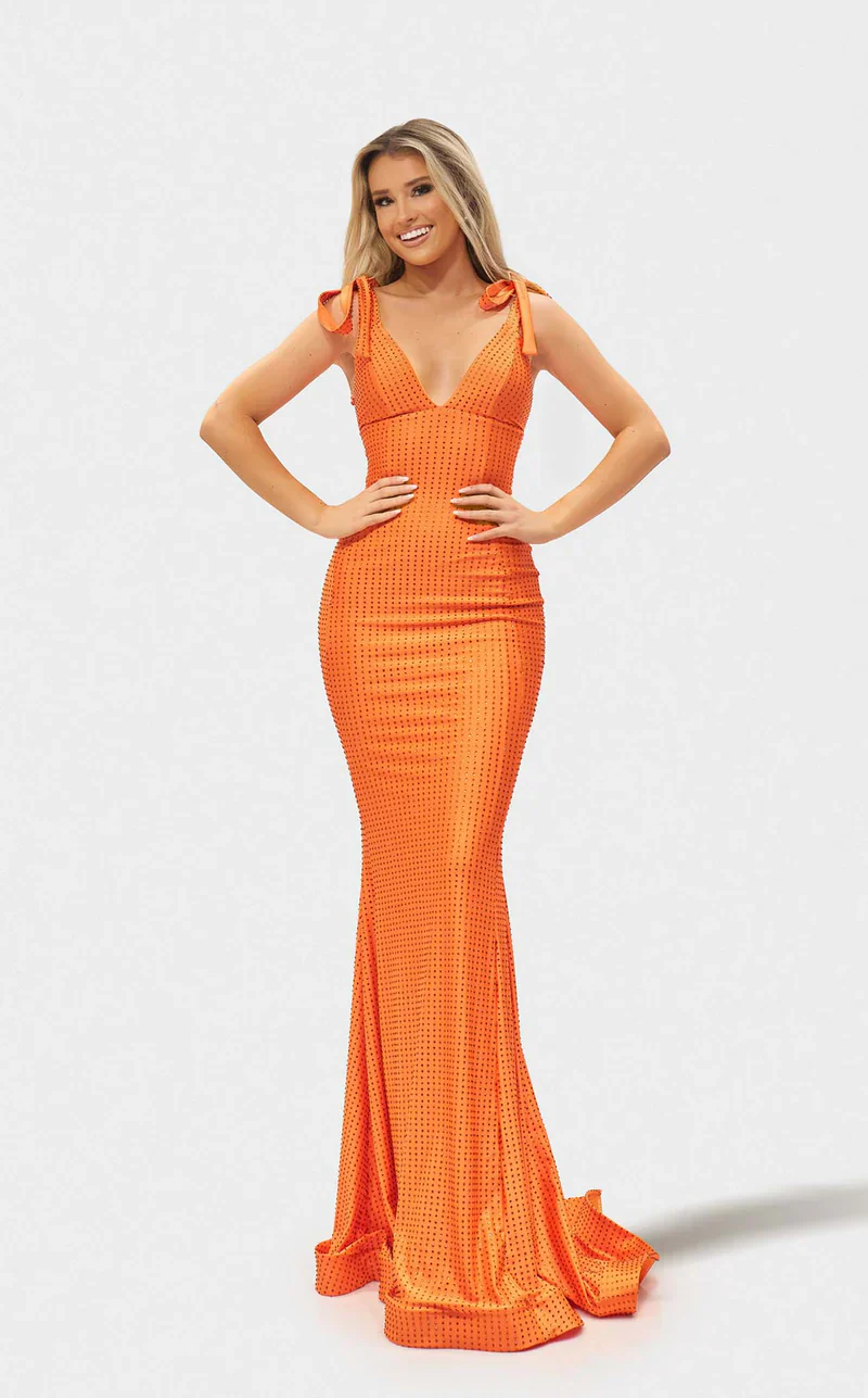 Jessica Angel JA2672 V-Neck Sleeveless Mermaid Prom Formal Floor-Length Jersey Dress